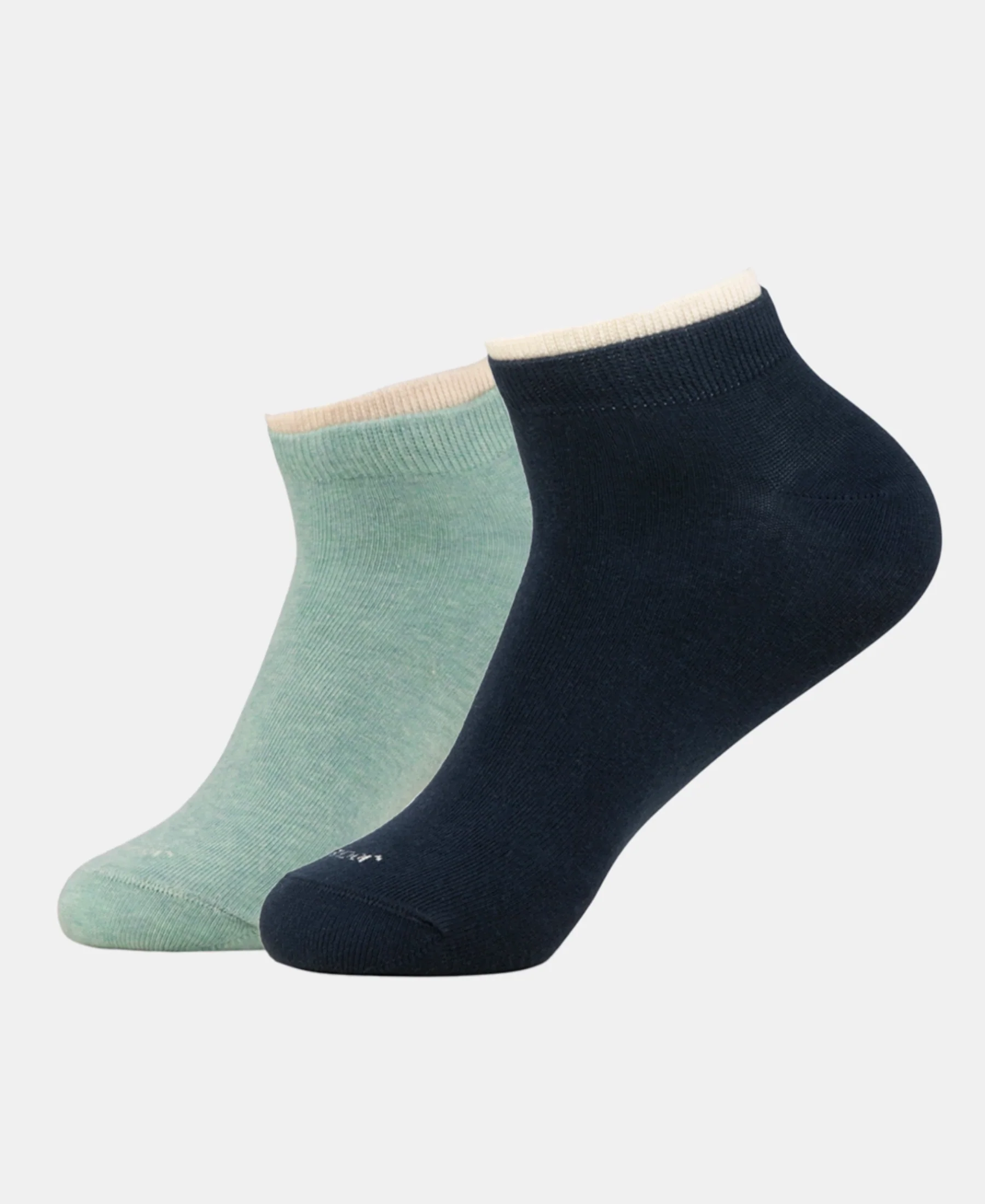 Compact Cotton Stretch Solid Low Show Socks with Stay Fresh Treatment - Navy & Ether Melange (Pack of 2) - Image 5