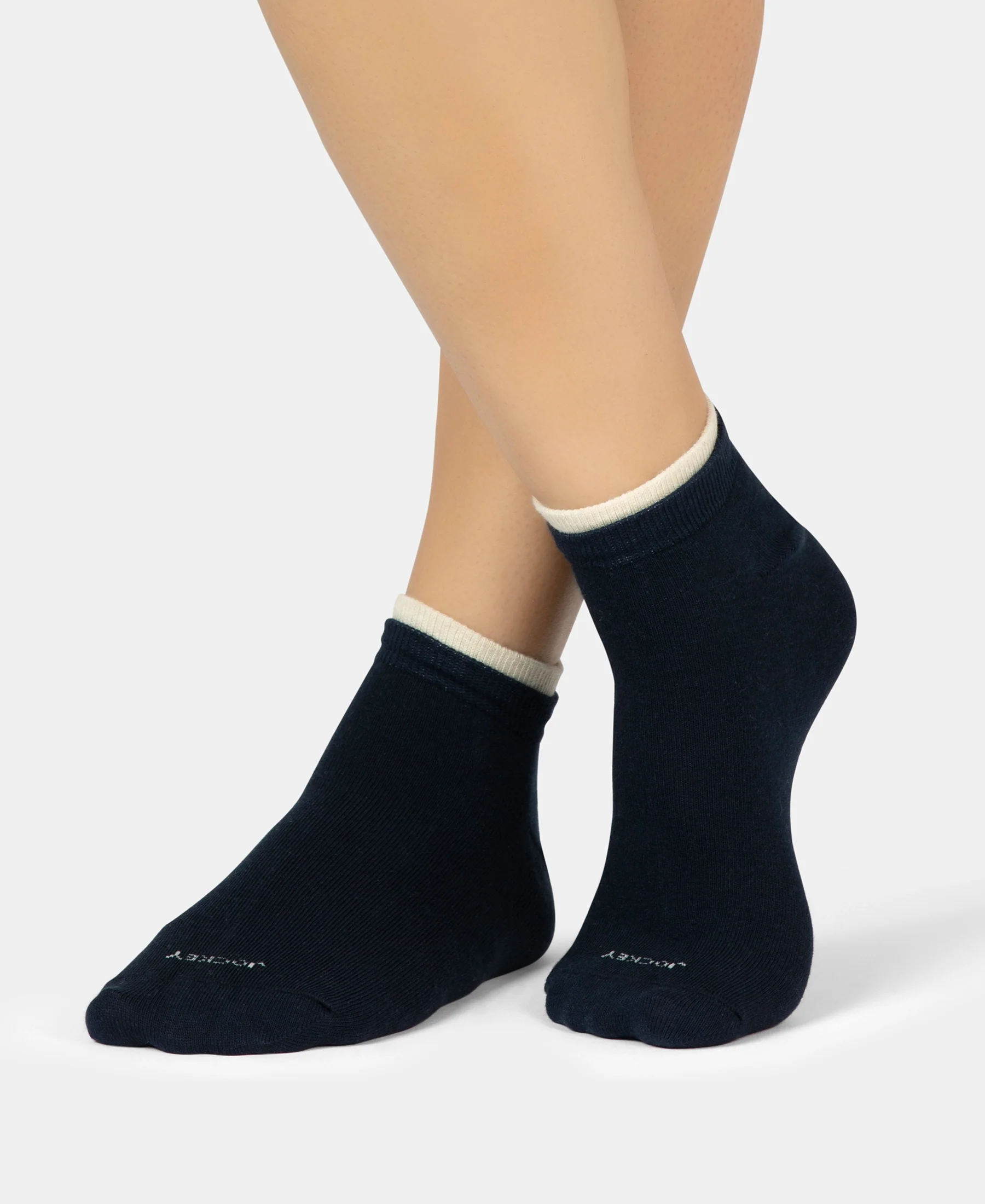 Compact Cotton Stretch Solid Low Show Socks with Stay Fresh Treatment - Navy & Ether Melange (Pack of 2) - Image 6