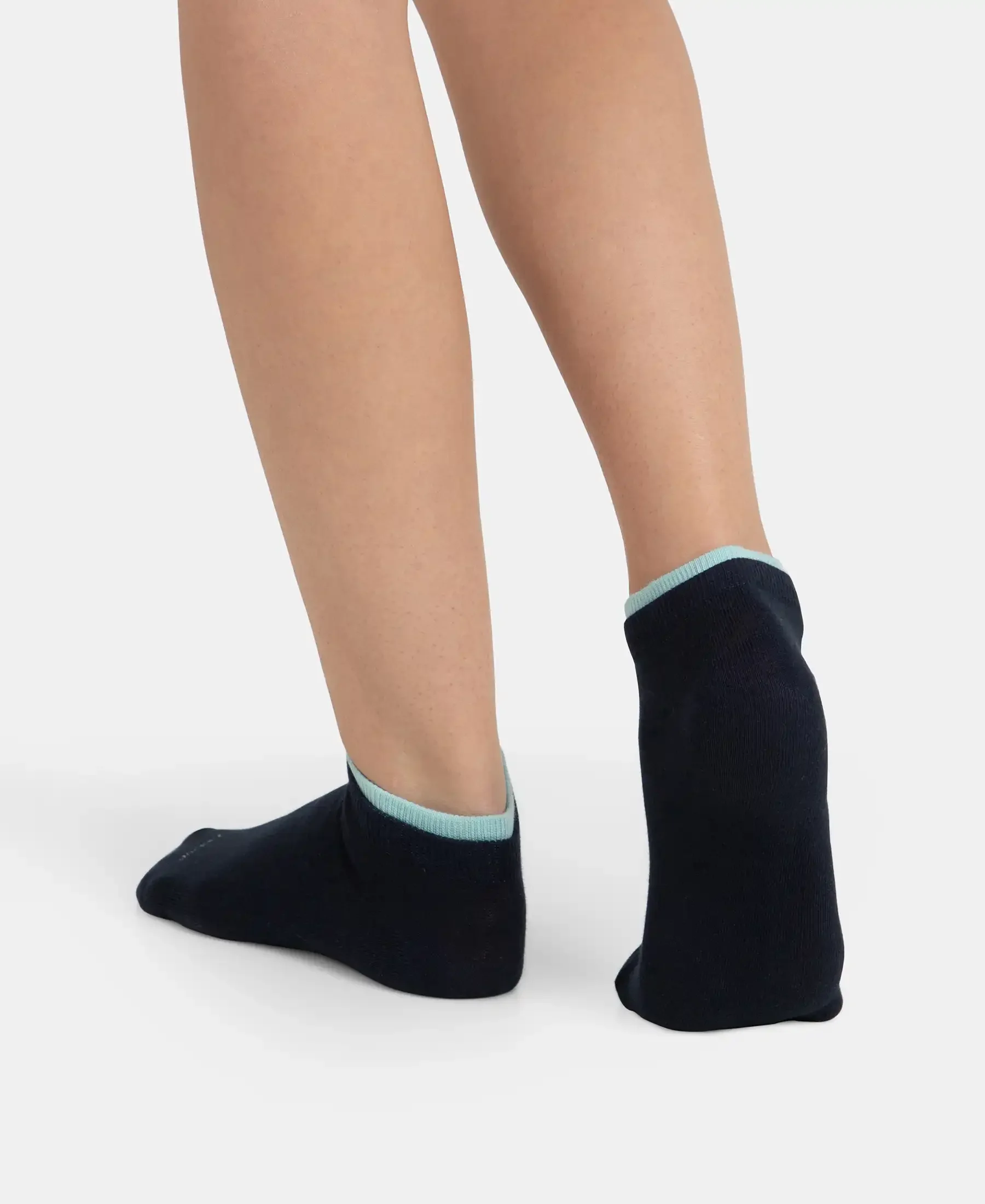 Compact Cotton Stretch Solid Low Show Socks with Stay Fresh Treatment - Pastel Turquoise & Navy (Pack of 2) - Image 11