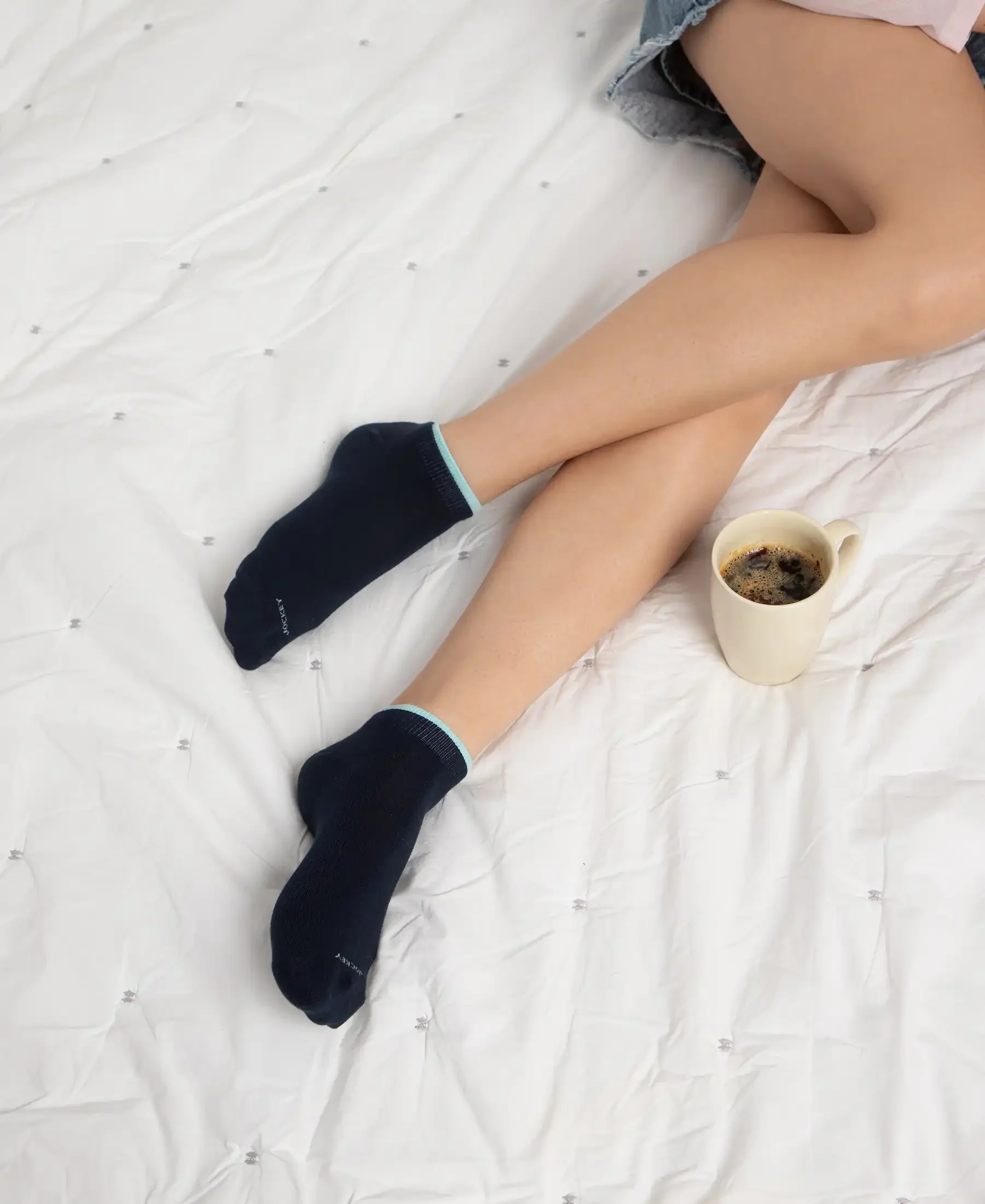 Compact Cotton Stretch Solid Low Show Socks with Stay Fresh Treatment - Pastel Turquoise & Navy (Pack of 2) - Image 12