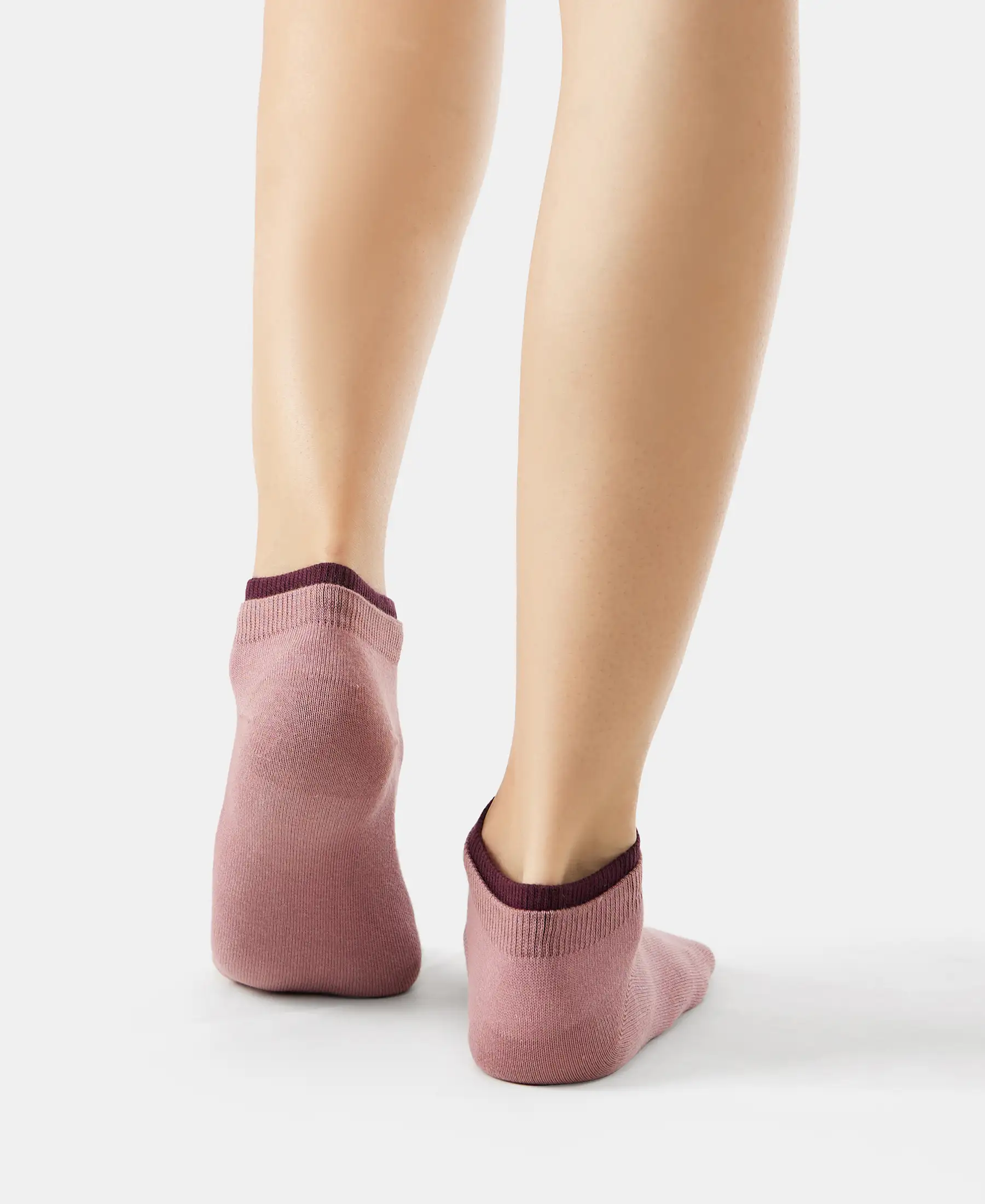 Compact Cotton Stretch Solid Low Show Socks with StayFresh Treatment - Wistful mauve & Wine Tasting (Pack of 2) - Image 10