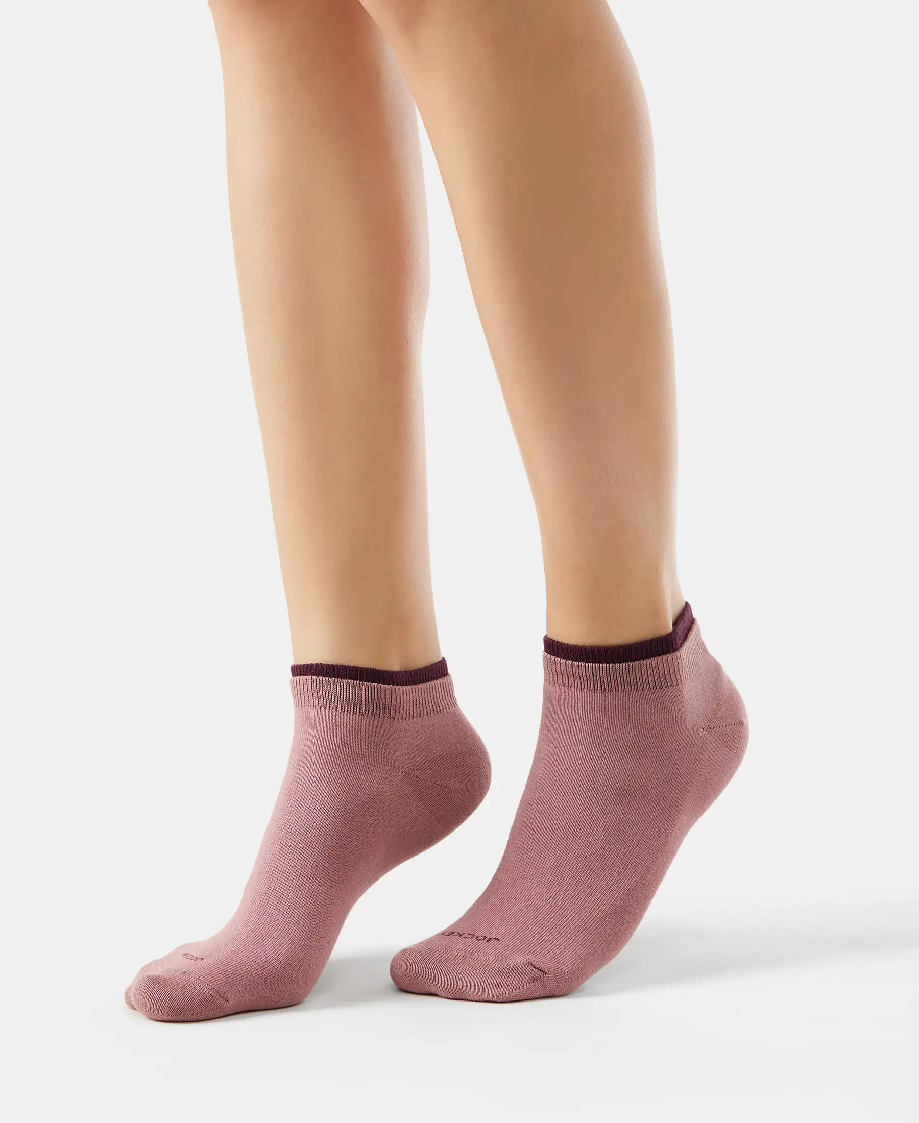 Compact Cotton Stretch Solid Low Show Socks with StayFresh Treatment - Wistful mauve & Wine Tasting (Pack of 2) - Image 6