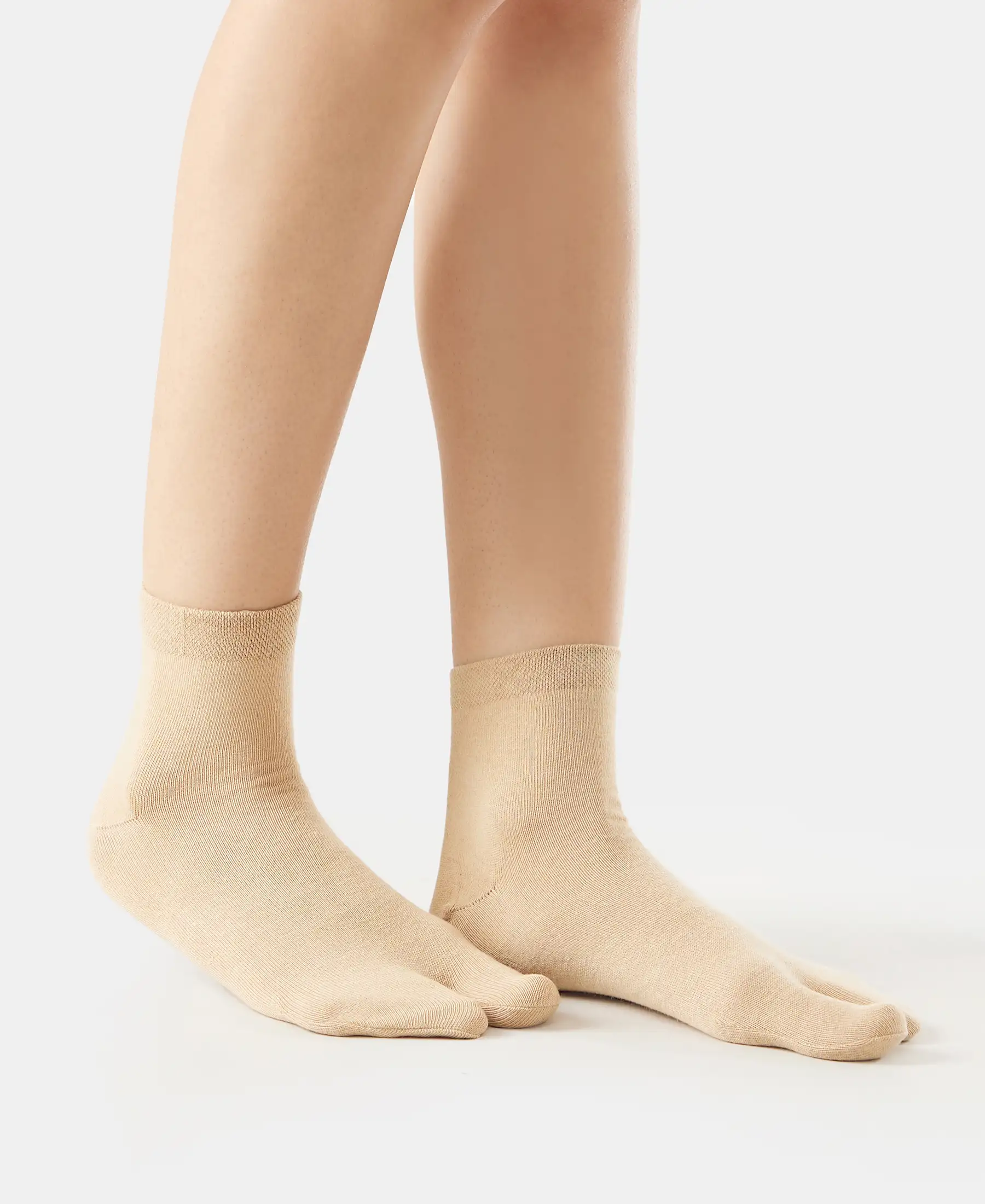 Compact Cotton Stretch Toe Socks with StayFresh Treatment - Skin (Pack of 2) - Image 3