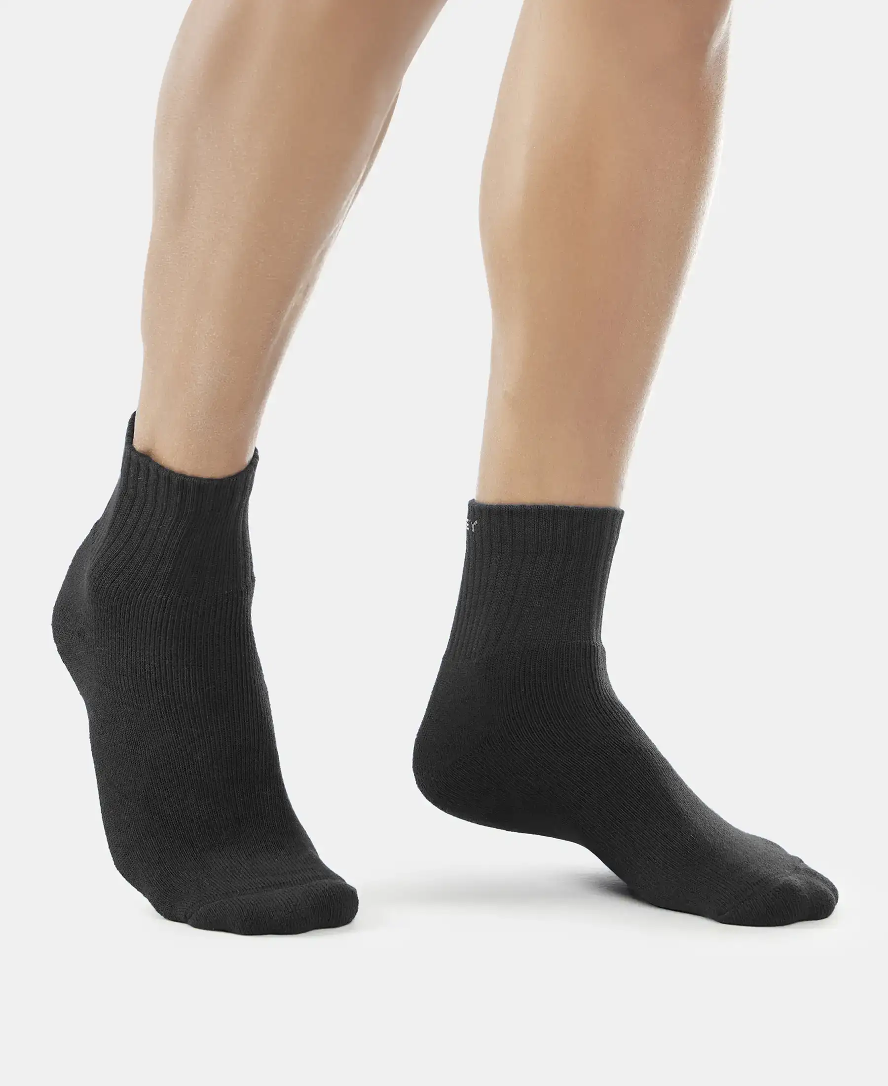 Compact Cotton Terry Ankle Length Socks With StayFresh Treatment - Black - Image 3