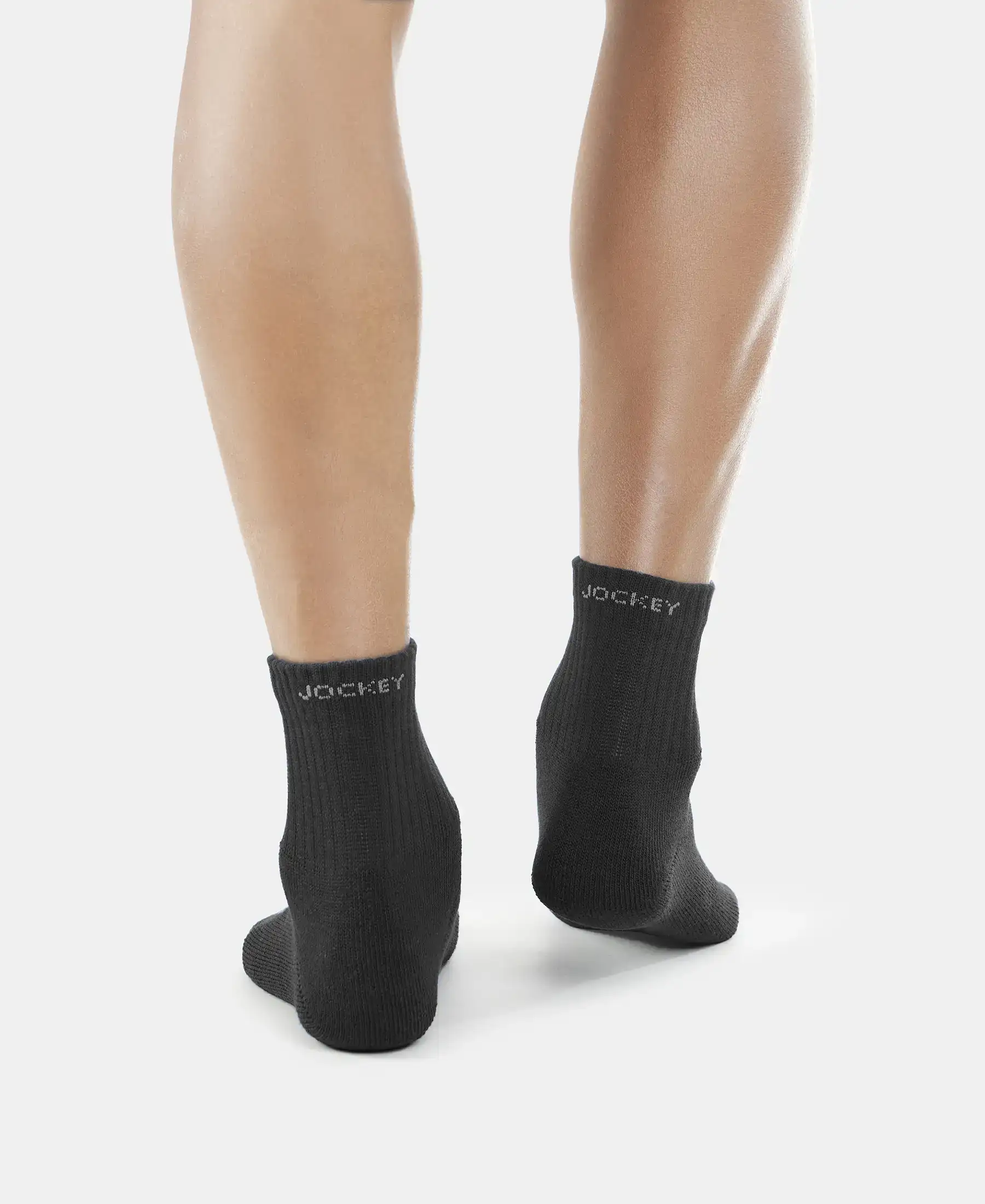 Compact Cotton Terry Ankle Length Socks With StayFresh Treatment - Black - Image 4