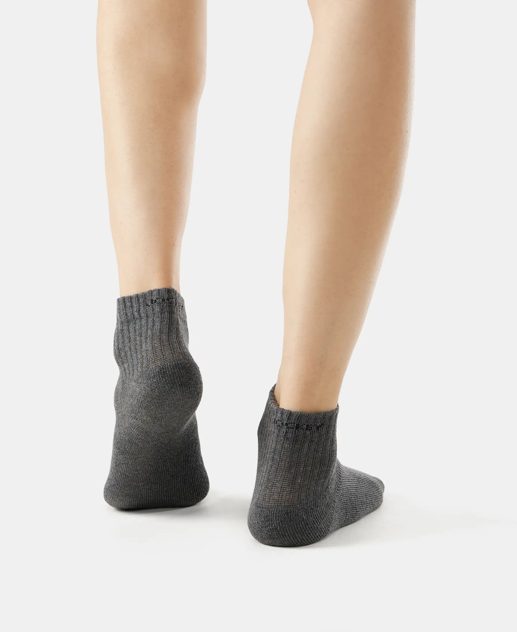 Compact Cotton Terry Ankle Length Socks With StayFresh Treatment - Black/Midgrey Melange/Charcoal Melange (Pack of 3) - Image 13