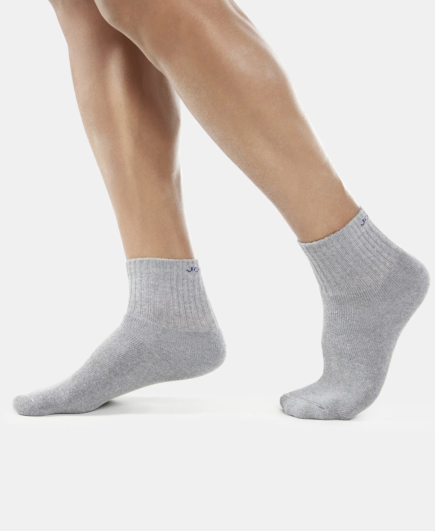 Compact Cotton Terry Ankle Length Socks With StayFresh Treatment - Black/Midgrey Melange/Navy (Pack of 3) - Image 14