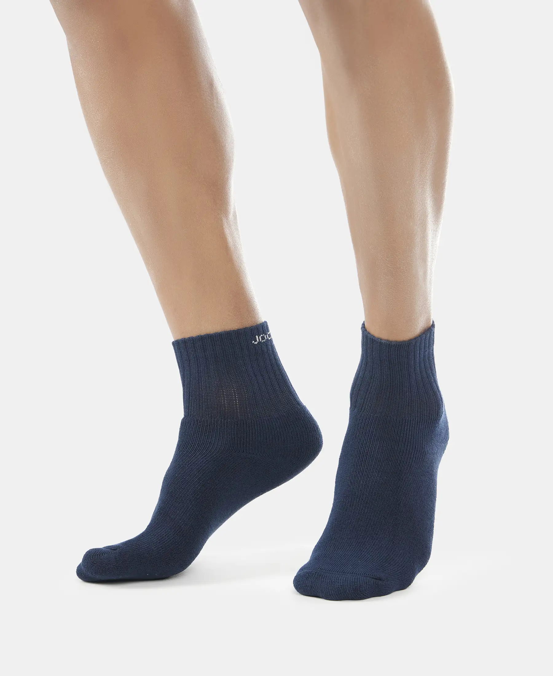 Compact Cotton Terry Ankle Length Socks With StayFresh Treatment - Black/Navy/Charcoal Melange (Pack of 3) - Image 13