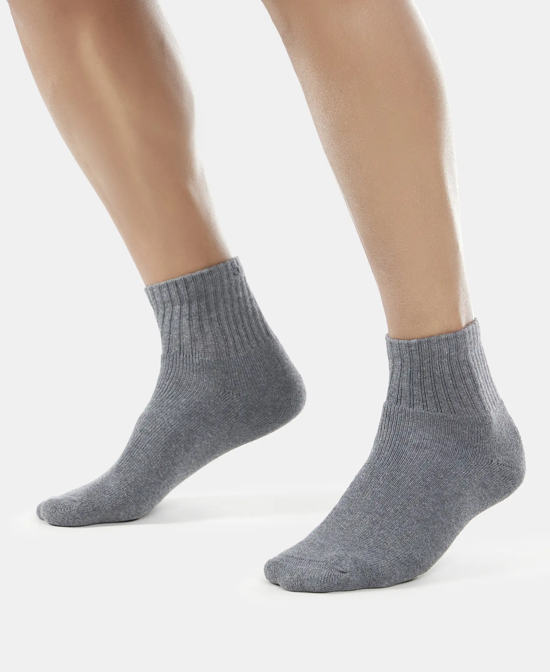 Compact Cotton Terry Ankle Length Socks With StayFresh Treatment - Charcoal Melange - Image 5