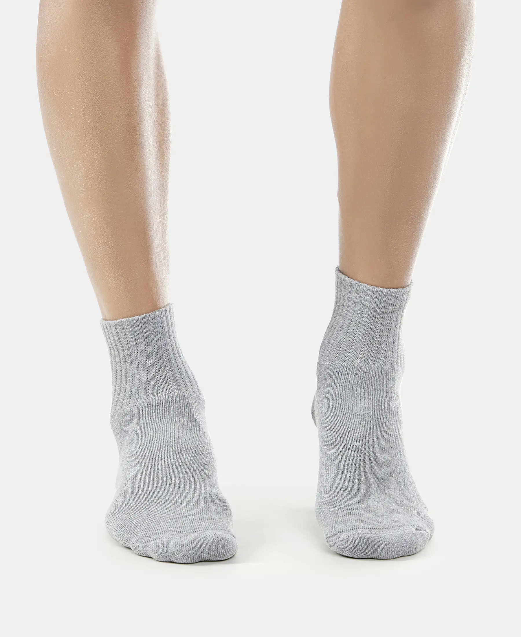 Compact Cotton Terry Ankle Length Socks With StayFresh Treatment - Mid Grey Melange - Image 2