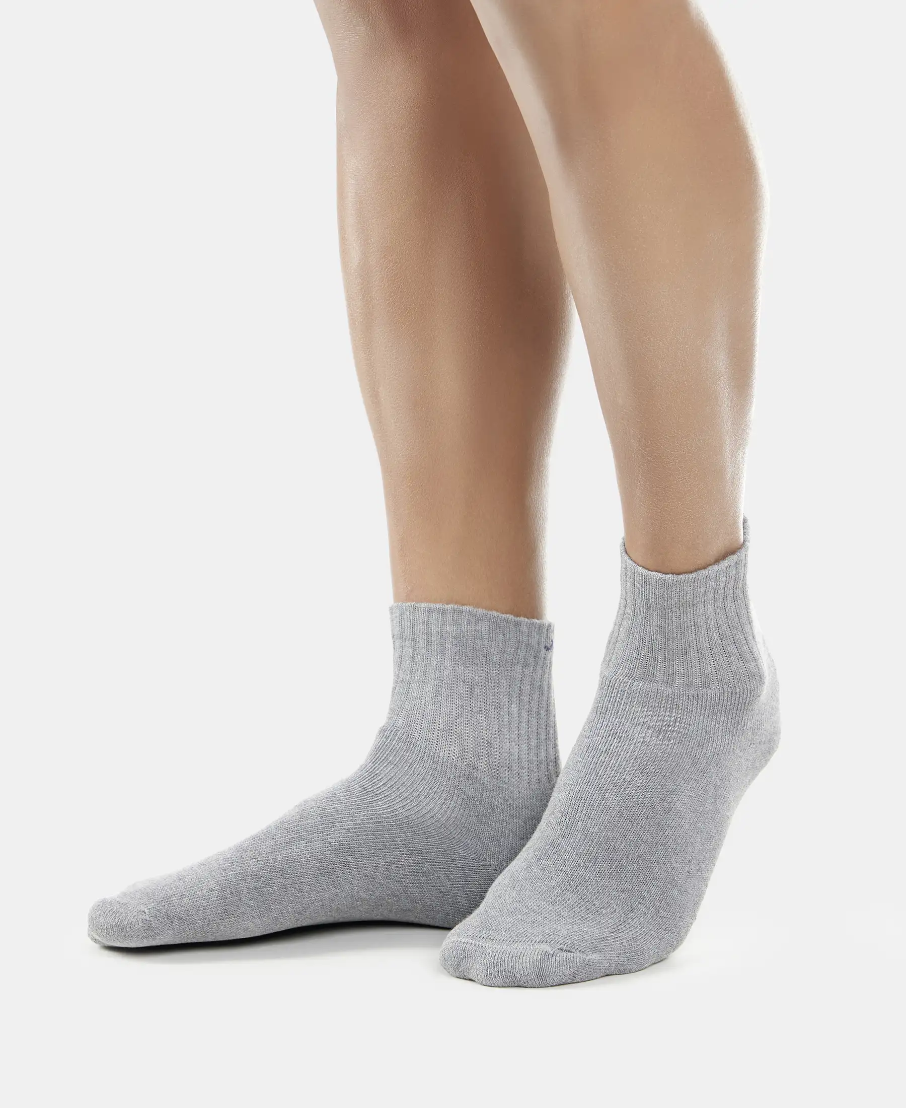 Compact Cotton Terry Ankle Length Socks With StayFresh Treatment - Mid Grey Melange - Image 5