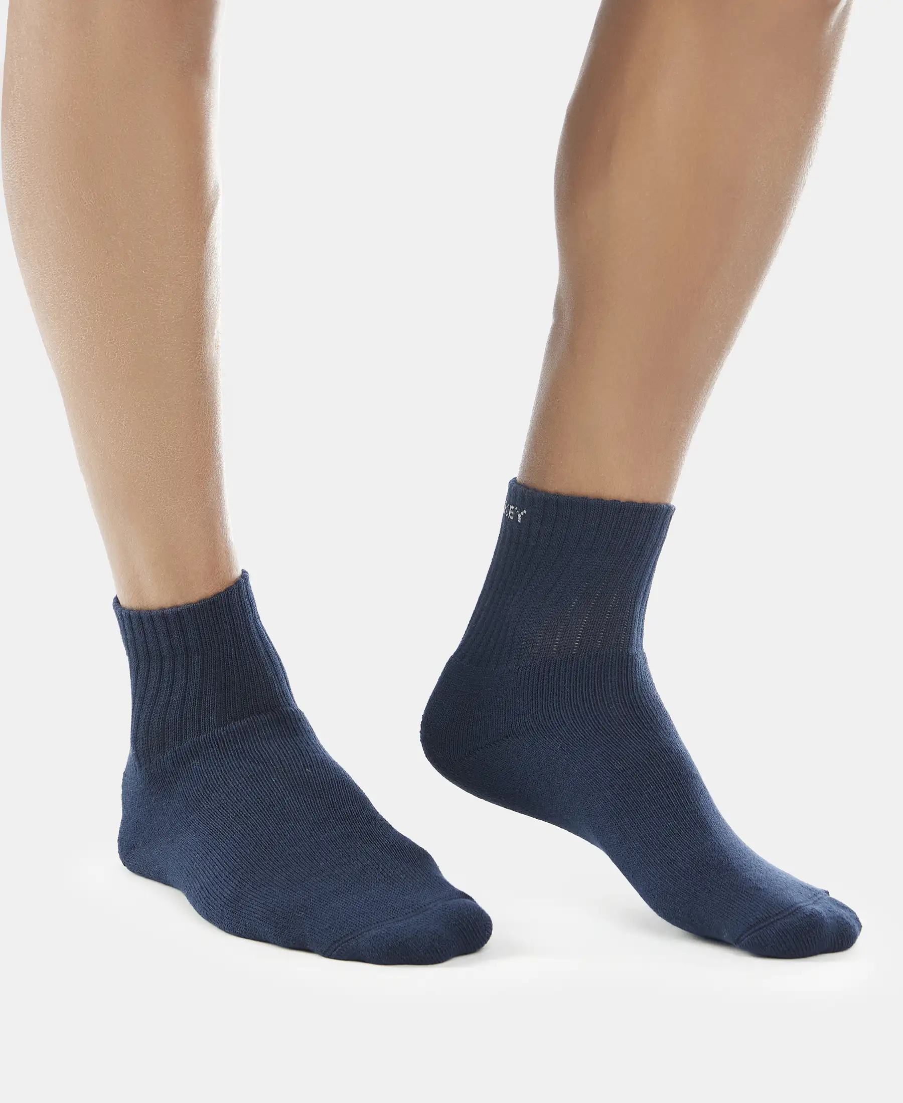 Compact Cotton Terry Ankle Length Socks With StayFresh Treatment - Navy - Image 3