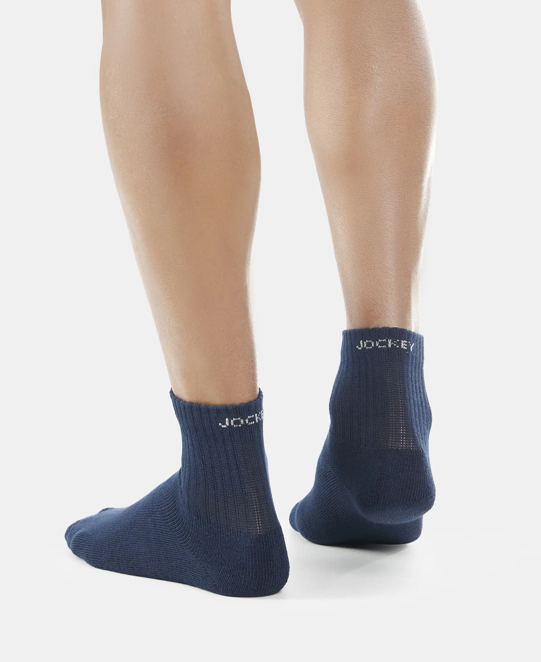 Compact Cotton Terry Ankle Length Socks With StayFresh Treatment - Navy - Image 4