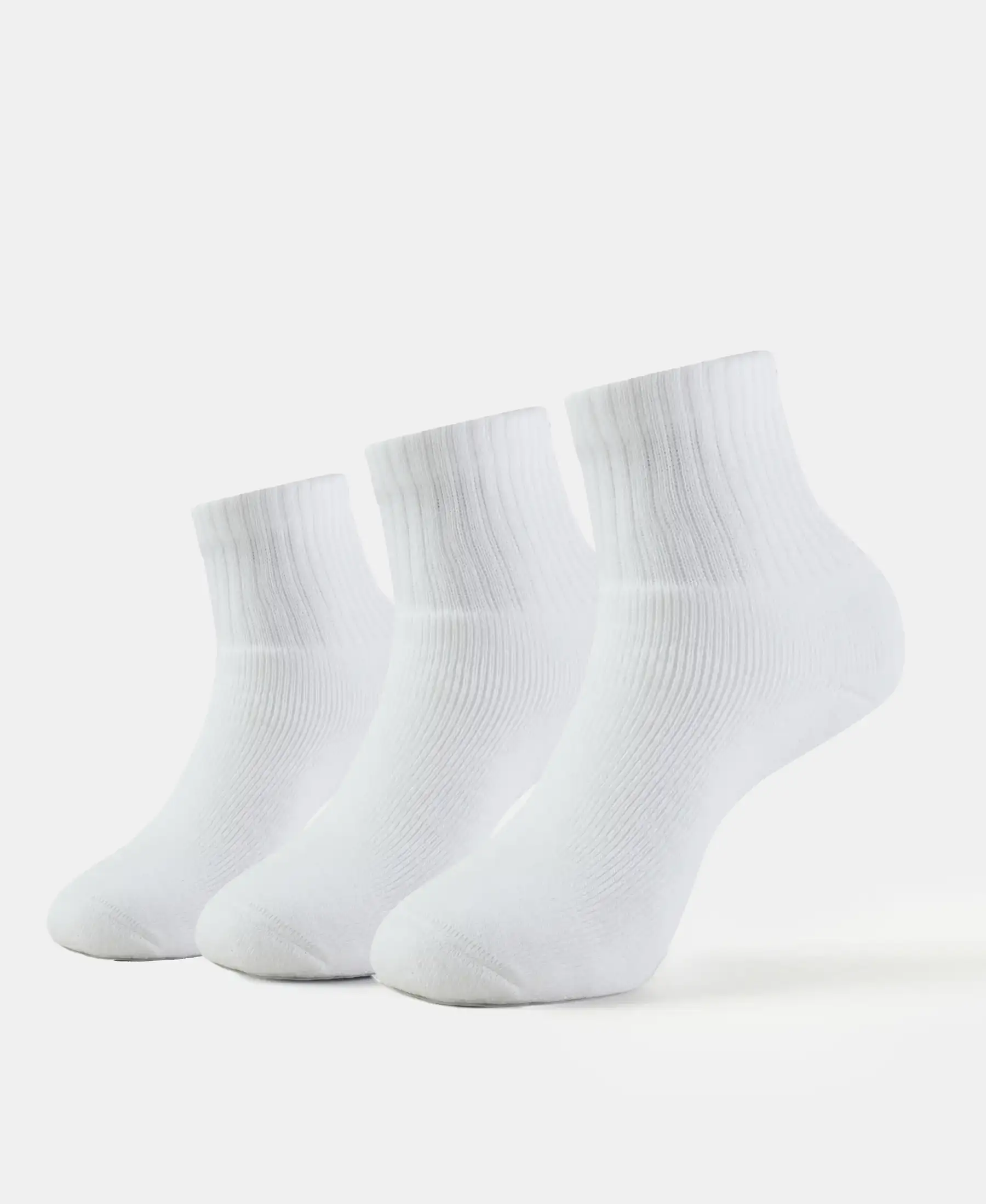 Compact Cotton Terry Ankle Length Socks With StayFresh Treatment - White (Pack of 3) - Image 6
