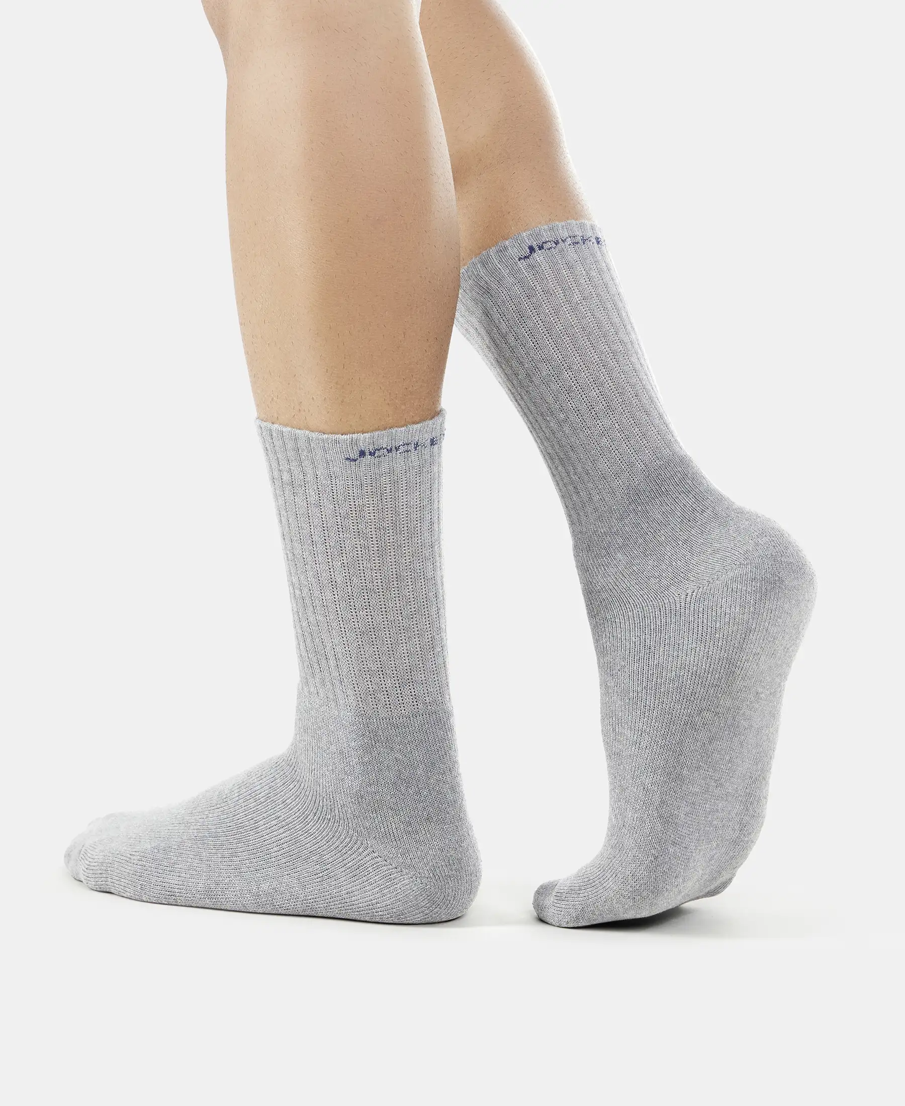 Compact Cotton Terry Crew Length Socks With StayFresh Treatment - Black, Midgrey Melange & Charcoal Melange (Pack of 3) - Image 10