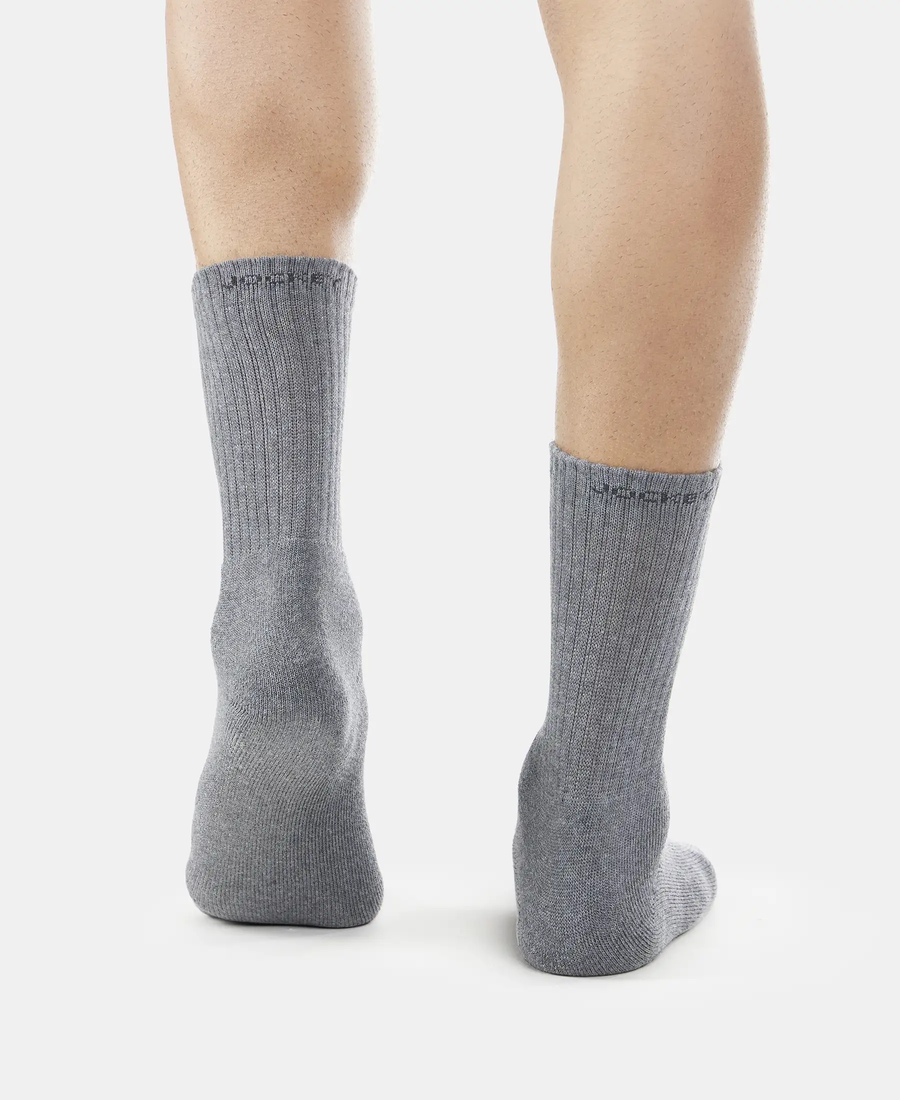 Compact Cotton Terry Crew Length Socks With StayFresh Treatment - Black, Navy & Charcoal Melange (Pack of 3) - Image 4