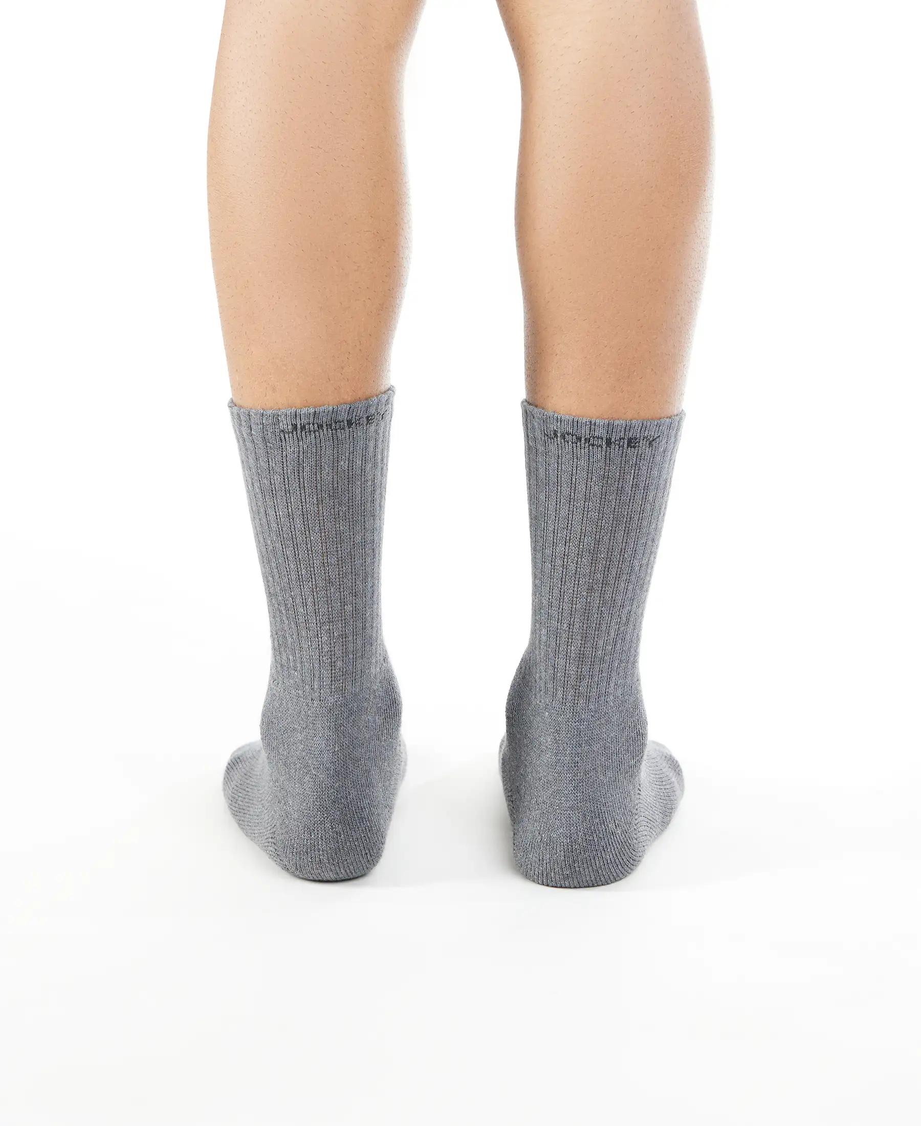 Compact Cotton Terry Crew Length Socks With StayFresh Treatment - Charcoal Melange - Image 4