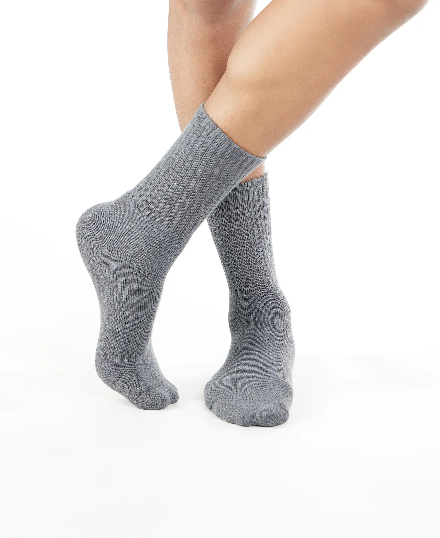 Compact Cotton Terry Crew Length Socks With StayFresh Treatment - Charcoal Melange - Image 6