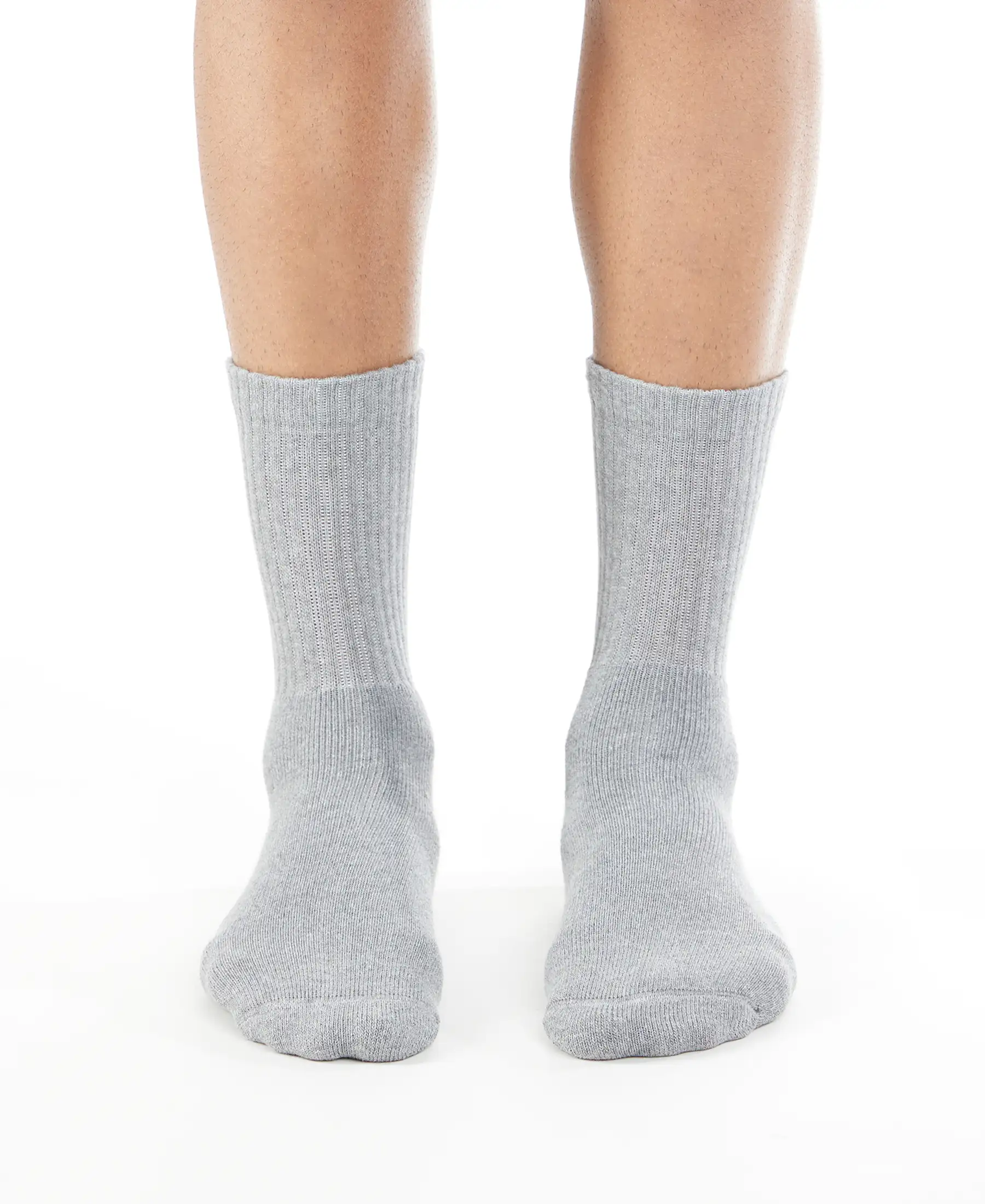 Compact Cotton Terry Crew Length Socks With StayFresh Treatment - Mid Grey Melange - Image 2