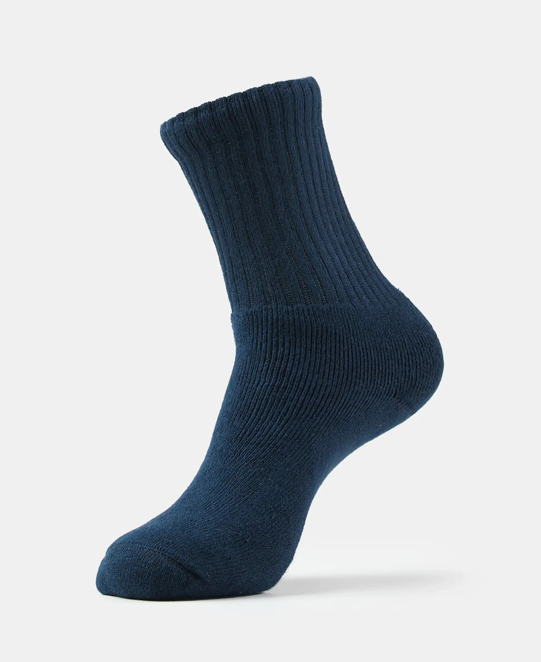 Compact Cotton Terry Crew Length Socks With StayFresh Treatment - Navy - Image 5