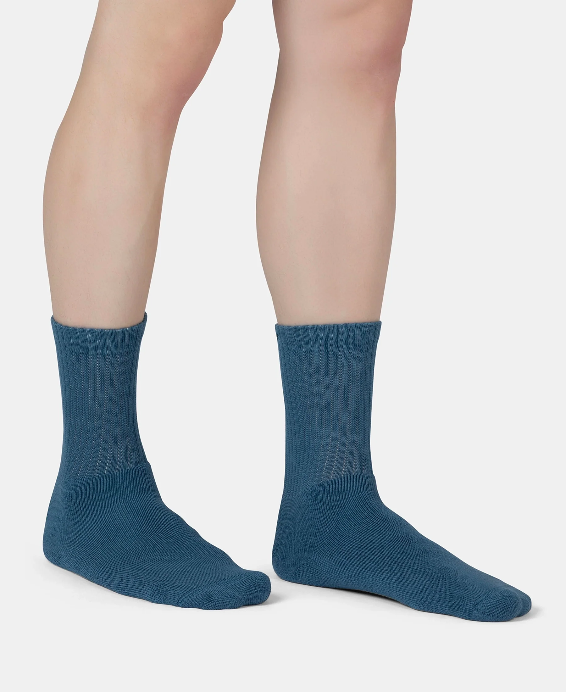 Compact Cotton Terry Crew Length Socks With StayFresh Treatment - Navy, Grey Melange & Stellar (Pack of 3) - Image 3