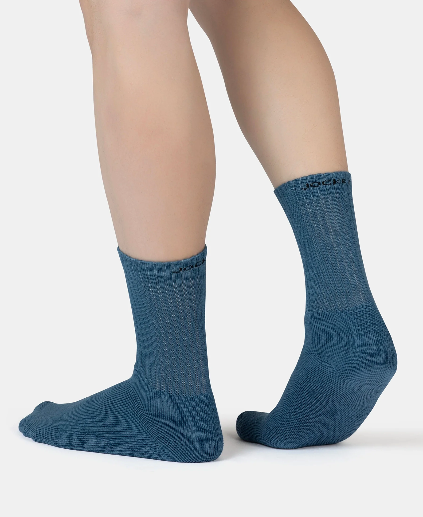 Compact Cotton Terry Crew Length Socks With StayFresh Treatment - Navy, Grey Melange & Stellar (Pack of 3) - Image 4