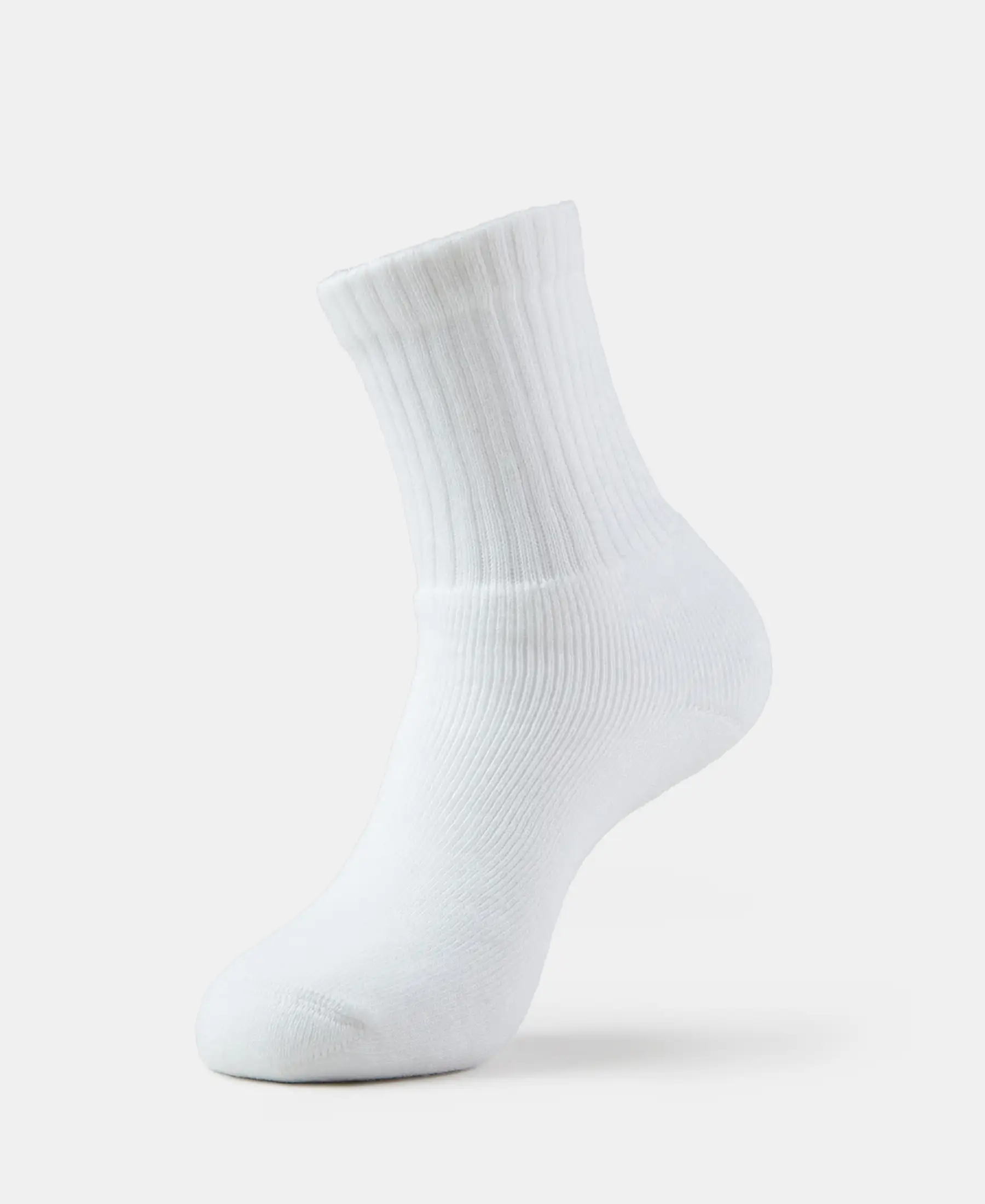 Compact Cotton Terry Crew Length Socks With StayFresh Treatment - White - Image 5