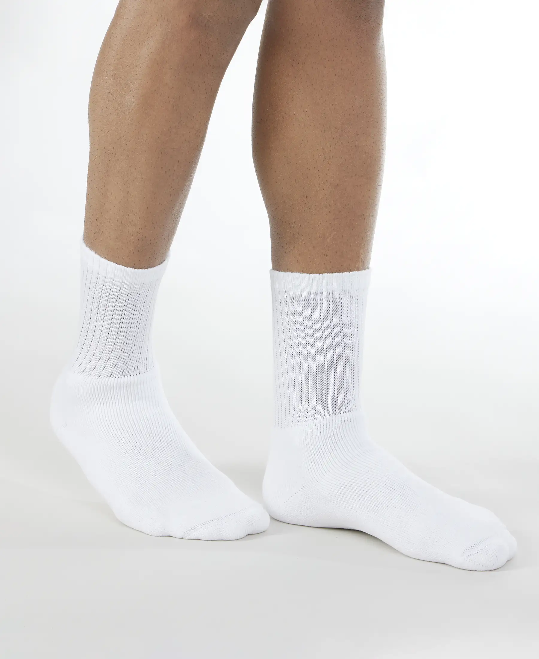 Compact Cotton Terry Crew Length Socks With StayFresh Treatment - White (Pack of 3) - Image 3