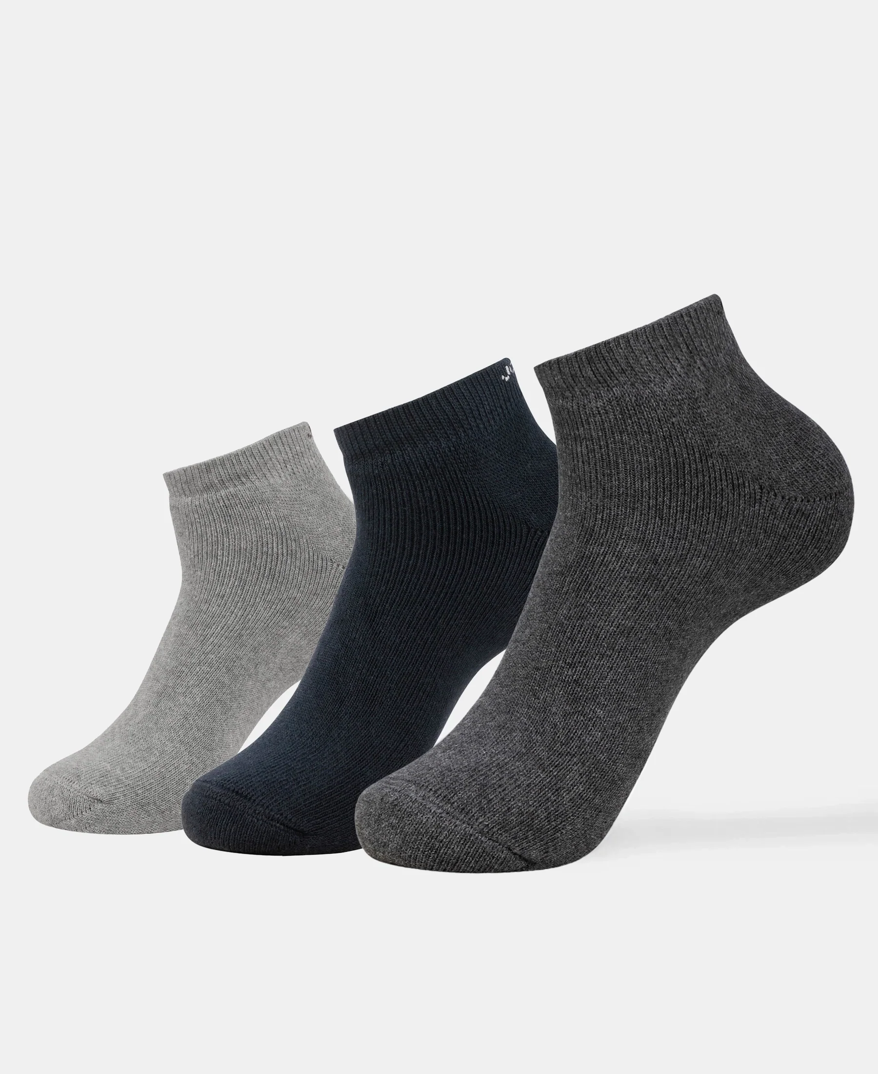 Compact Cotton Terry Low Show Socks with StayFresh Treatment - Black, Mid Grey & Charcoal Melange (Pack of 3) - Image 5