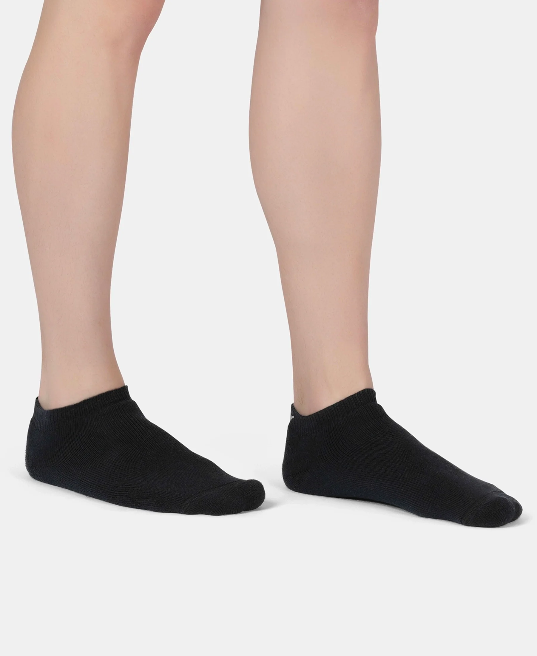 Compact Cotton Terry Low Show Socks with StayFresh Treatment - Black, Mid Grey Melange & Navy (Pack of 3) - Image 3