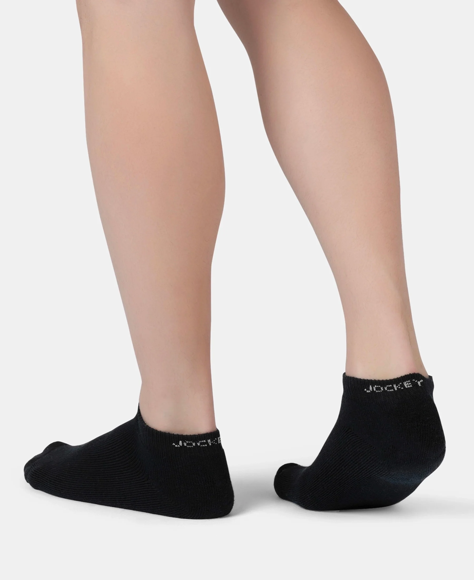 Compact Cotton Terry Low Show Socks with StayFresh Treatment - Black, Mid Grey Melange & Navy (Pack of 3) - Image 4