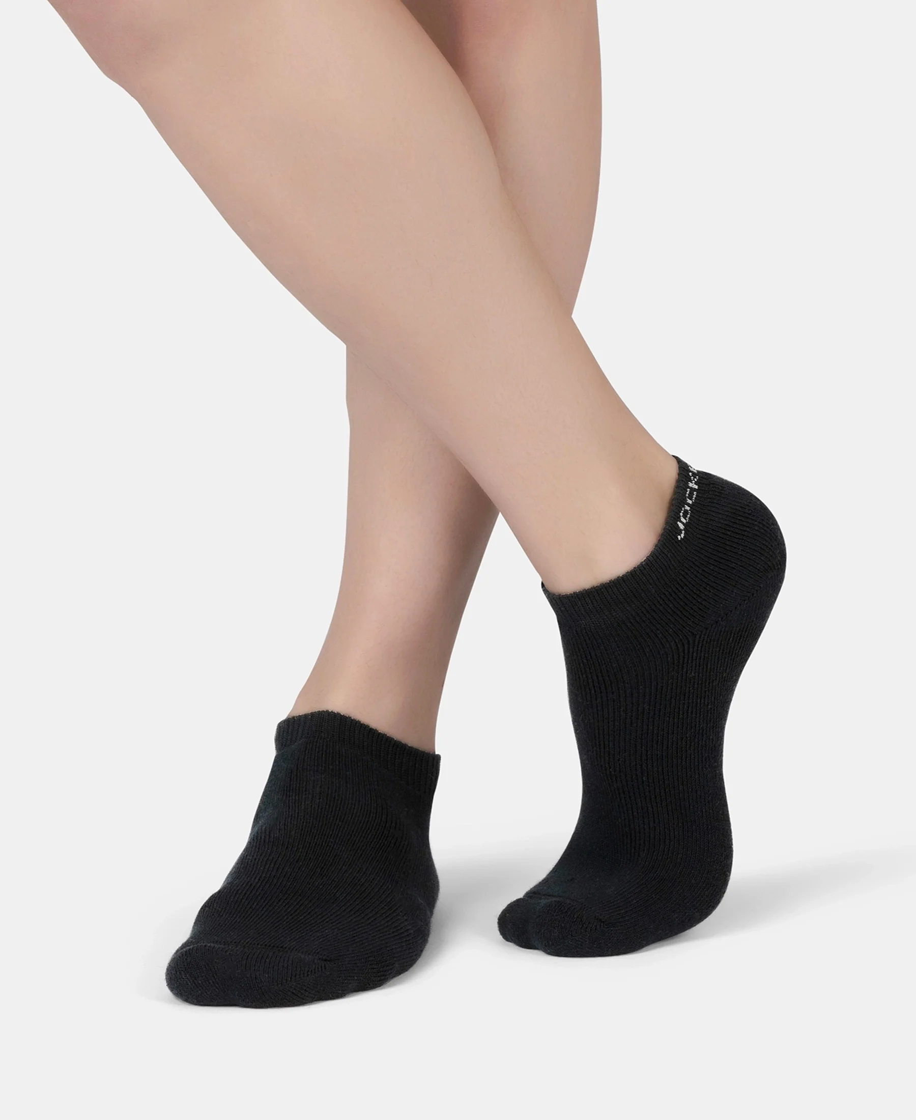 Compact Cotton Terry Low Show Socks with StayFresh Treatment - Black, Mid Grey Melange & Navy (Pack of 3) - Image 6