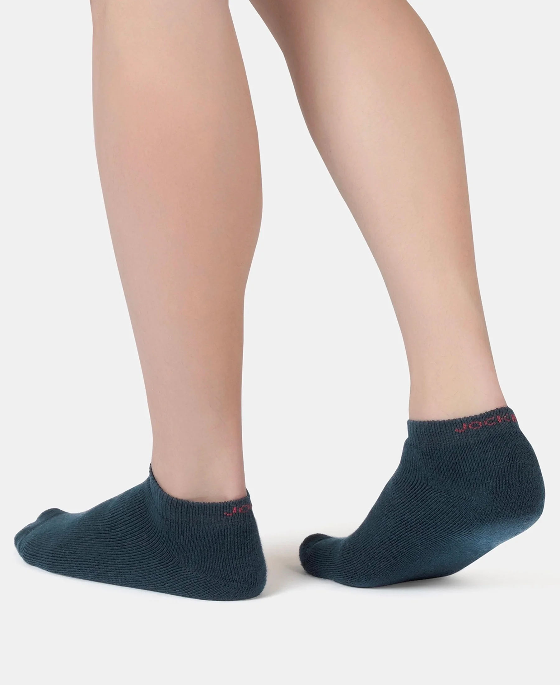 Compact Cotton Terry Low Show Socks with StayFresh Treatment - Black, Mid Grey Melange & Navy (Pack of 3) - Image 9
