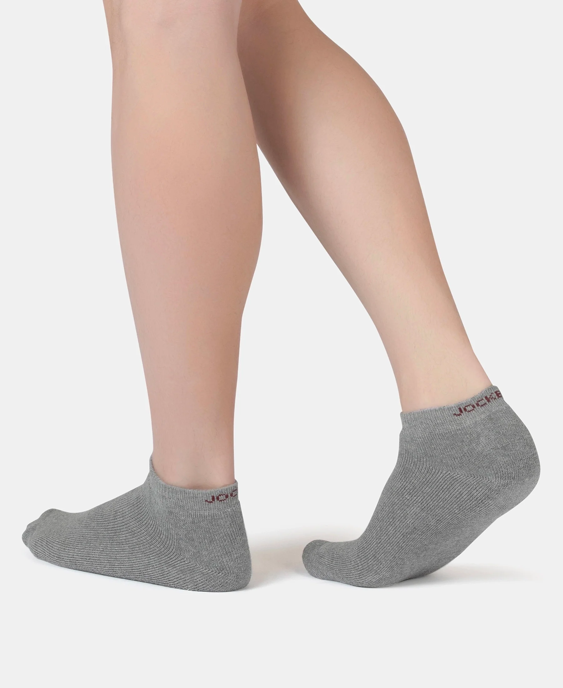 Compact Cotton Terry Low Show Socks with StayFresh Treatment - White, Mid Grey Melange & Stellar (Pack of 3) - Image 4