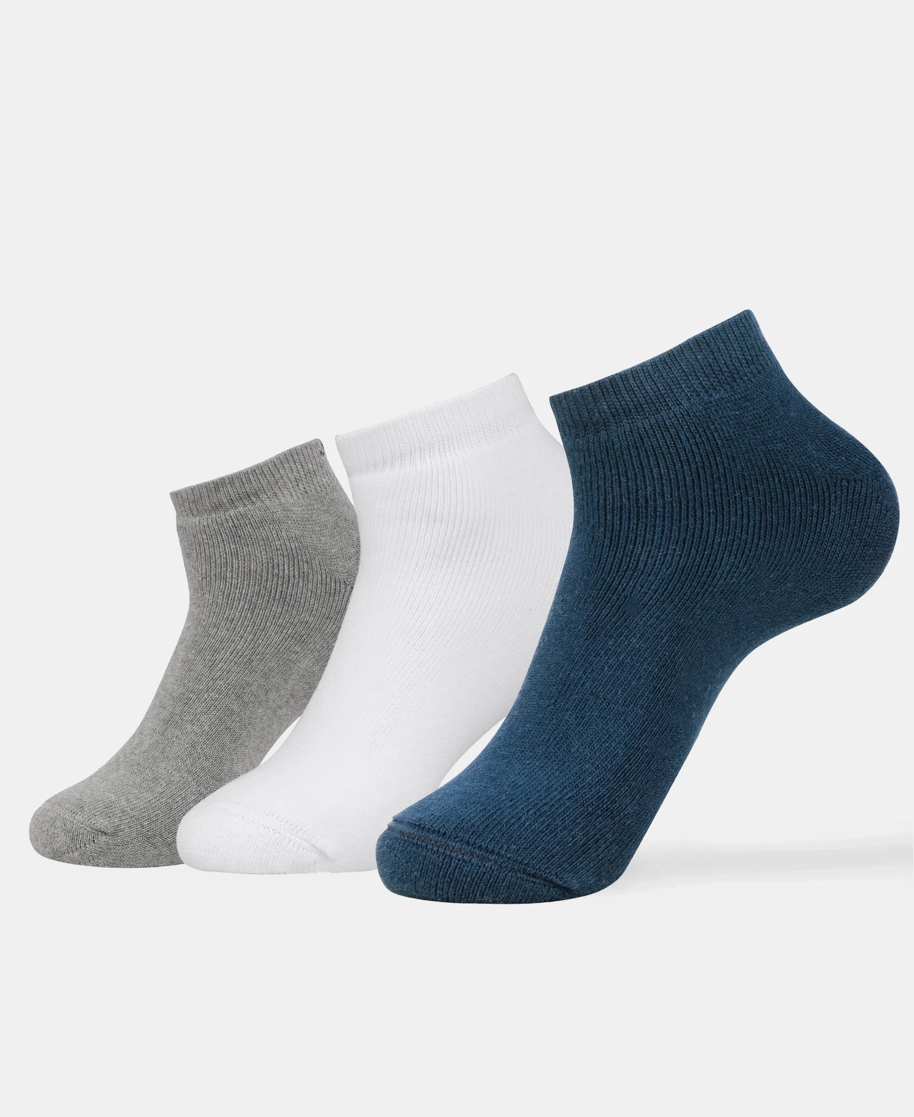 Compact Cotton Terry Low Show Socks with StayFresh Treatment - White, Mid Grey Melange & Stellar (Pack of 3) - Image 5