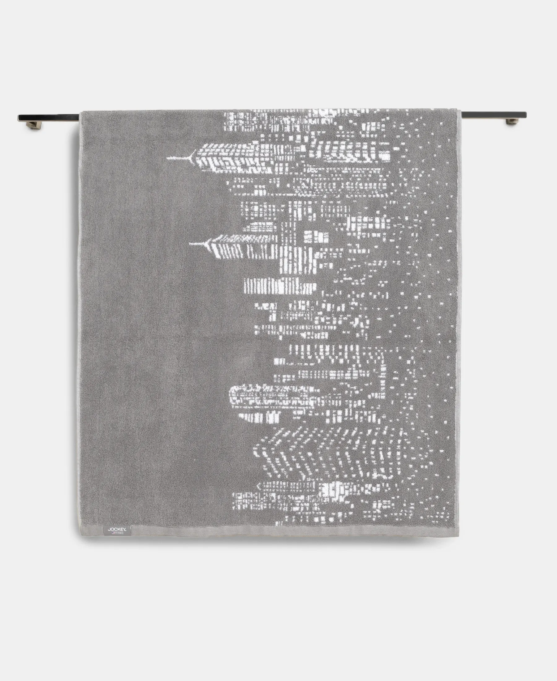 Cotton Rich Terry Ultrasoft and Durable Printed Bath Towel - Grey - Image 4