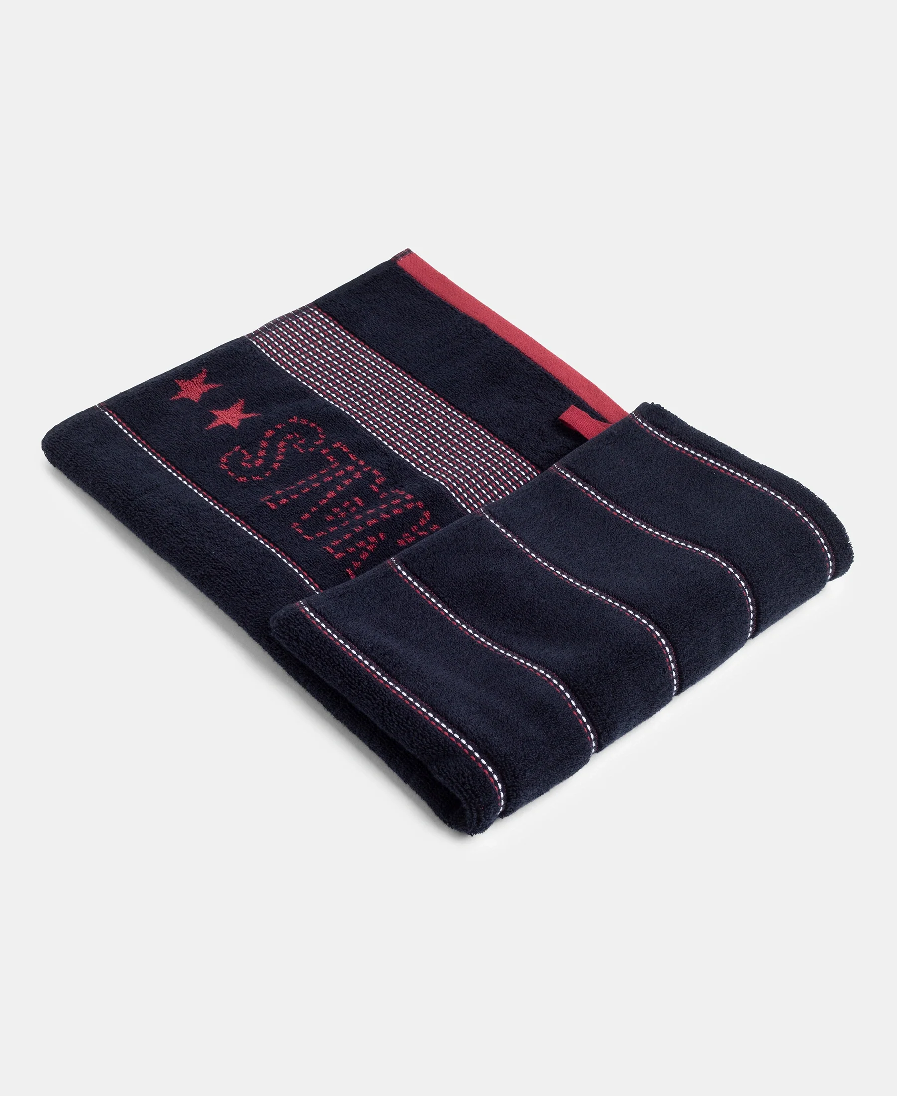 Cotton Rich Terry Ultrasoft and Durable Striped Bath Towel - Deep Navy - Image 2