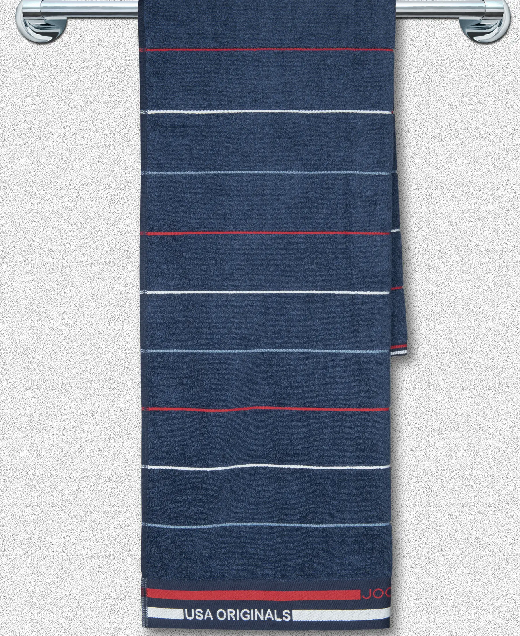 Cotton Rich Terry Ultrasoft and Durable Striped Bath Towel - Ink Blue Grindle - Image 3