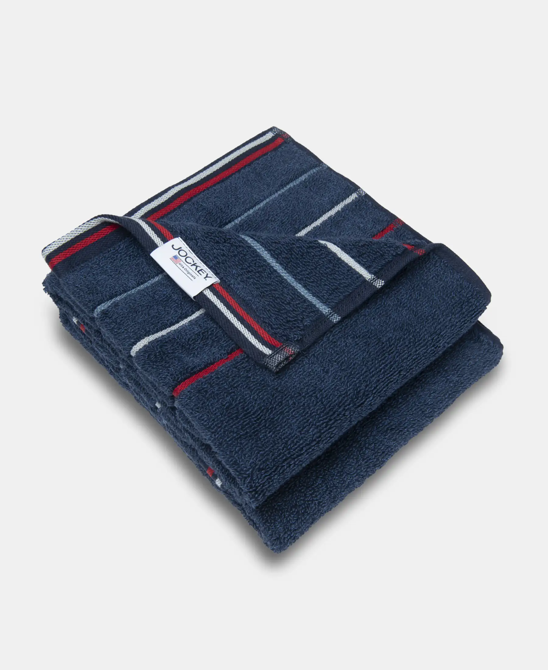 Cotton Rich Terry Ultrasoft and Durable Striped Hand Towel - Ink Blue Grindle (Pack of 2) - Image 2