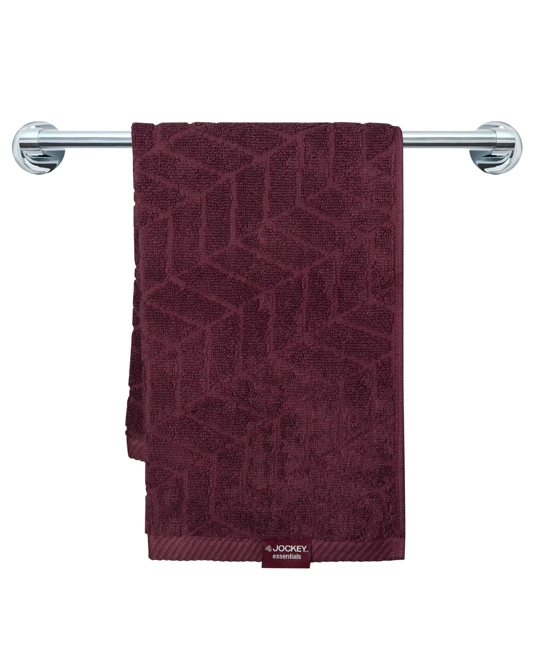 Cotton Terry Ultrasoft and Durable Patterned Hand Towel - Burgundy (Pack of 2) - Image 4