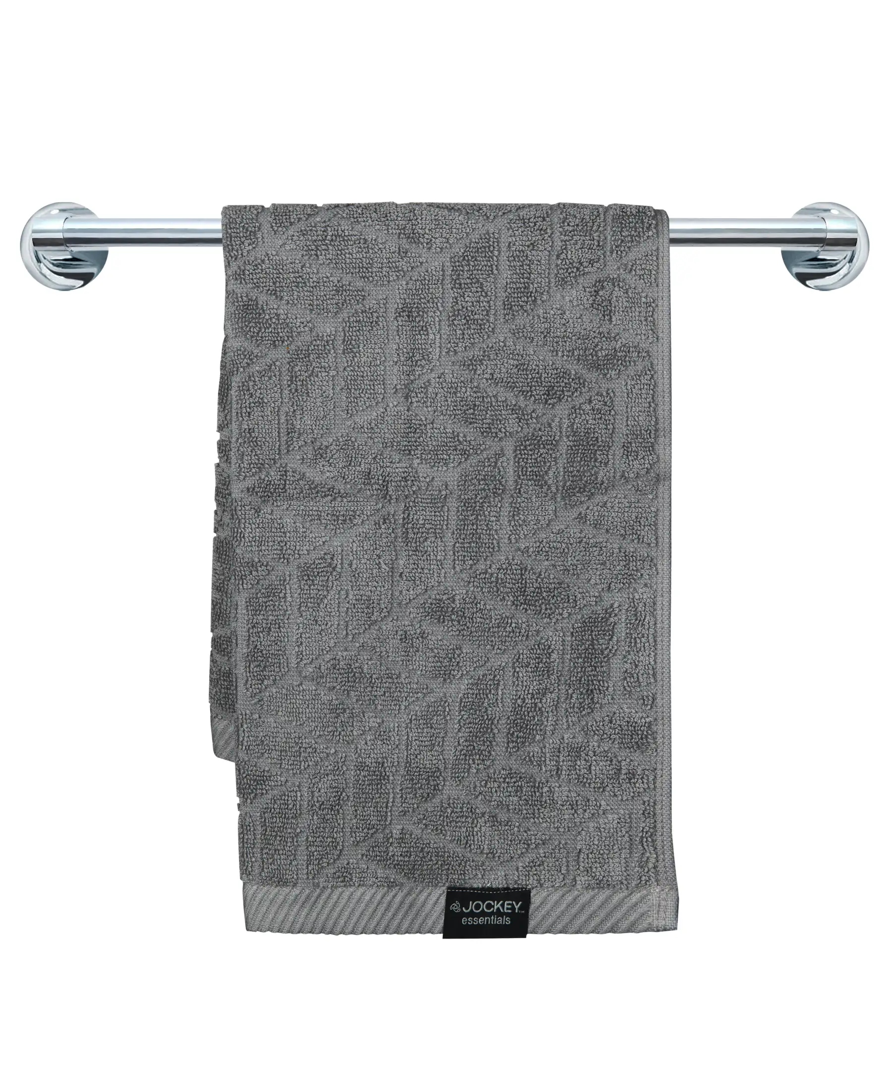 Cotton Terry Ultrasoft and Durable Patterned Hand Towel - Grey (Pack of 2) - Image 4