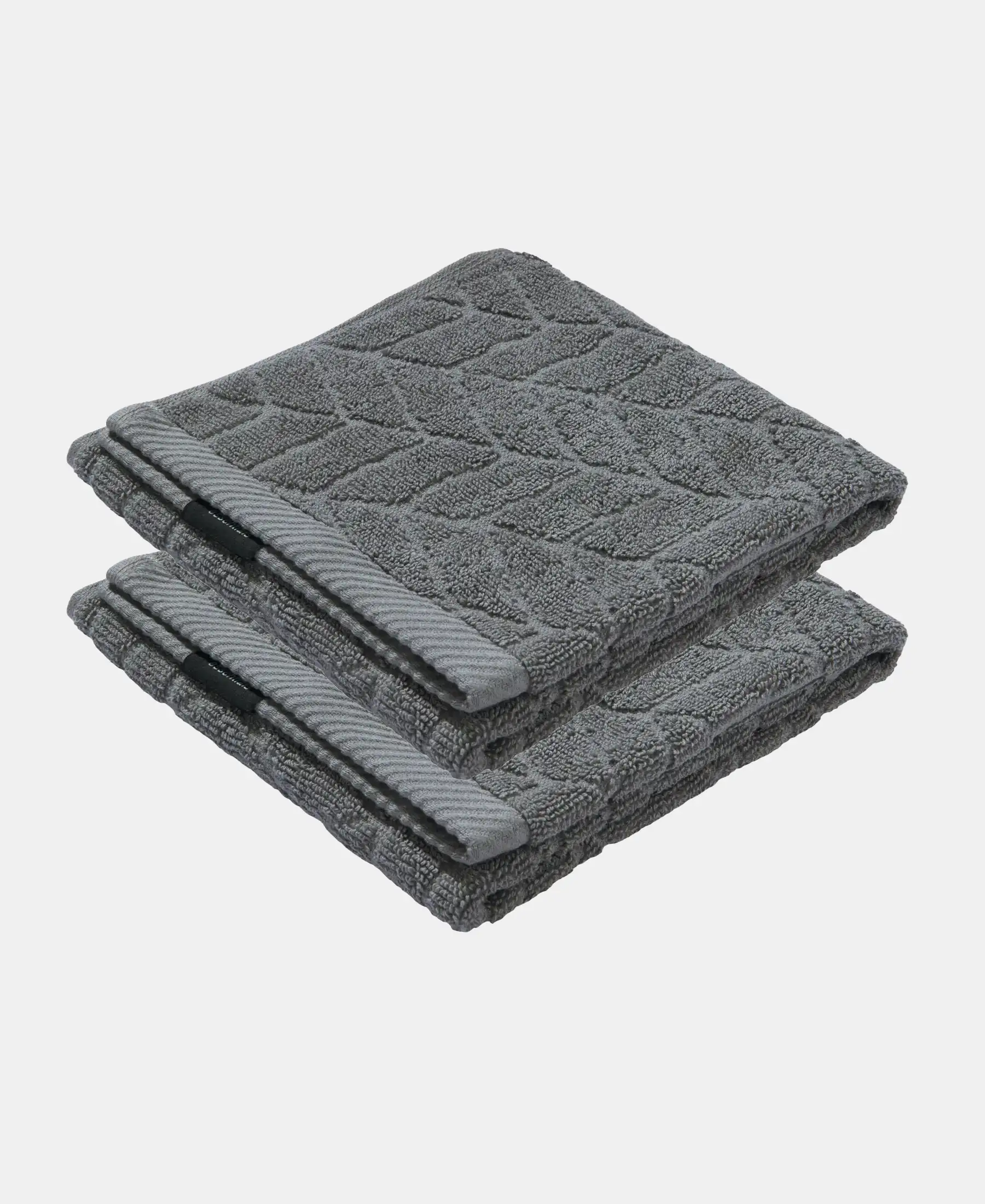 Cotton Terry Ultrasoft and Durable Patterned Hand Towel - Grey (Pack of 2) - Image 5