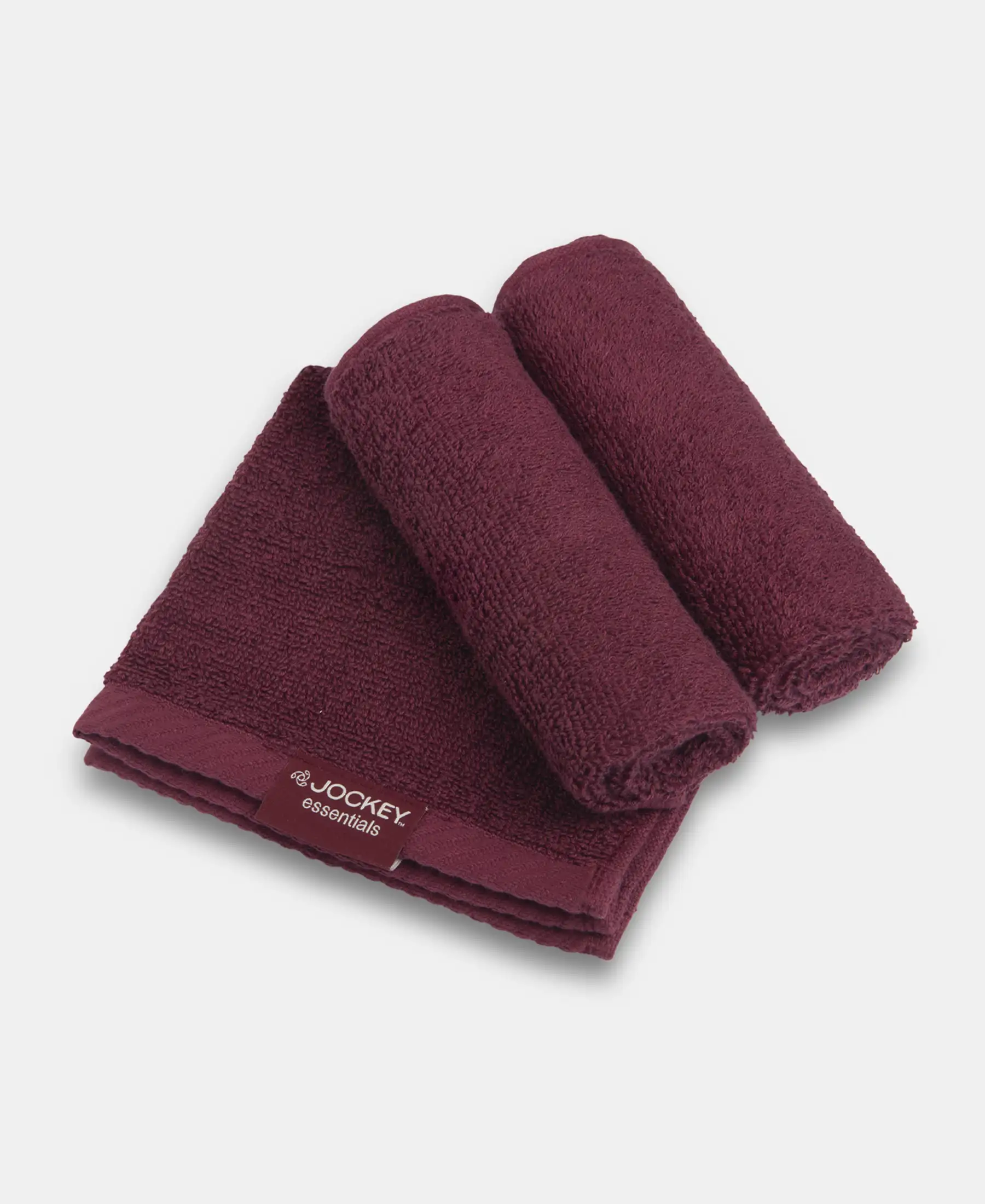 Cotton Terry Ultrasoft and Durable Solid Face Towel - Burgundy (Pack of 3) - Image 4