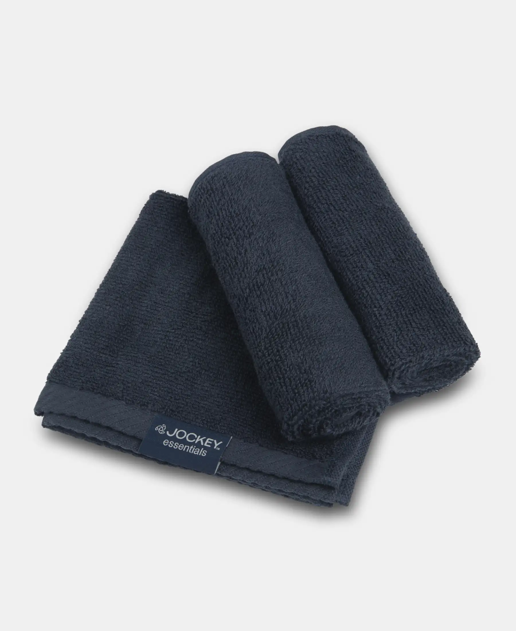 Cotton Terry Ultrasoft and Durable Solid Face Towel - Navy (Pack of 3) - Image 4
