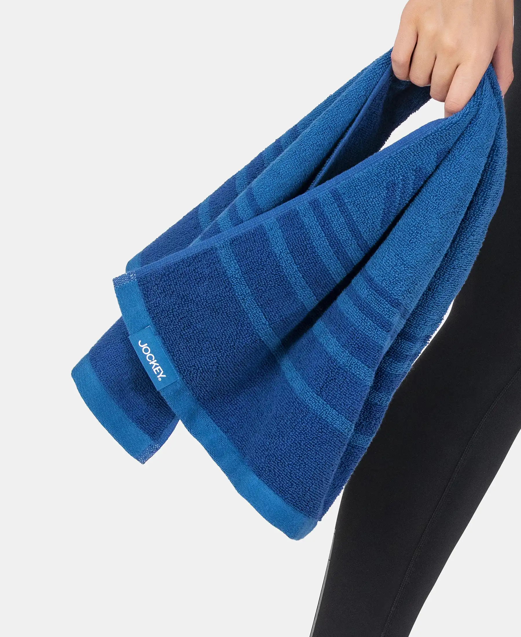 Cotton Terry Ultrasoft and Durable Striped Gym Towel - Move Blue (Pack of 2) - Image 3