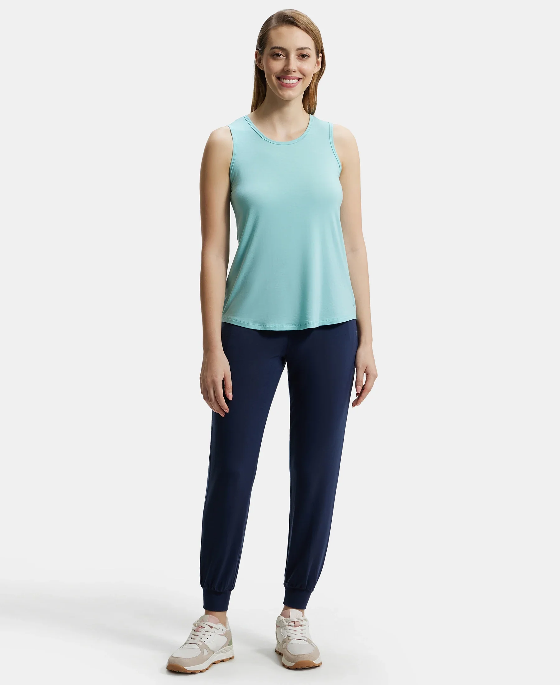 Environment Friendly Lyocell Elastane Stretch Relaxed Fit Tank Top - Aqua Haze - Image 4