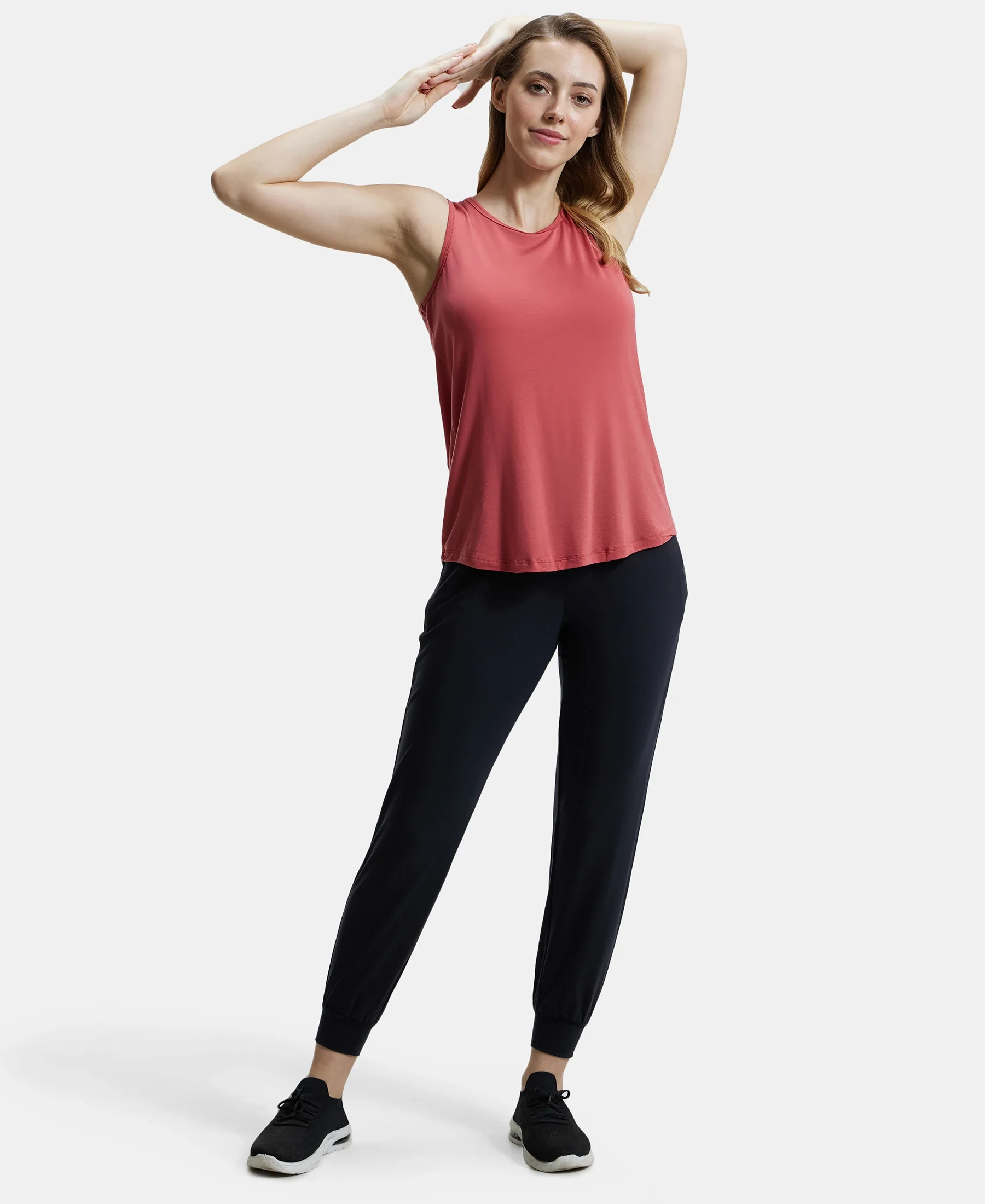 Environment Friendly Lyocell Elastane Stretch Relaxed Fit Tank Top - Garnet Rose - Image 6