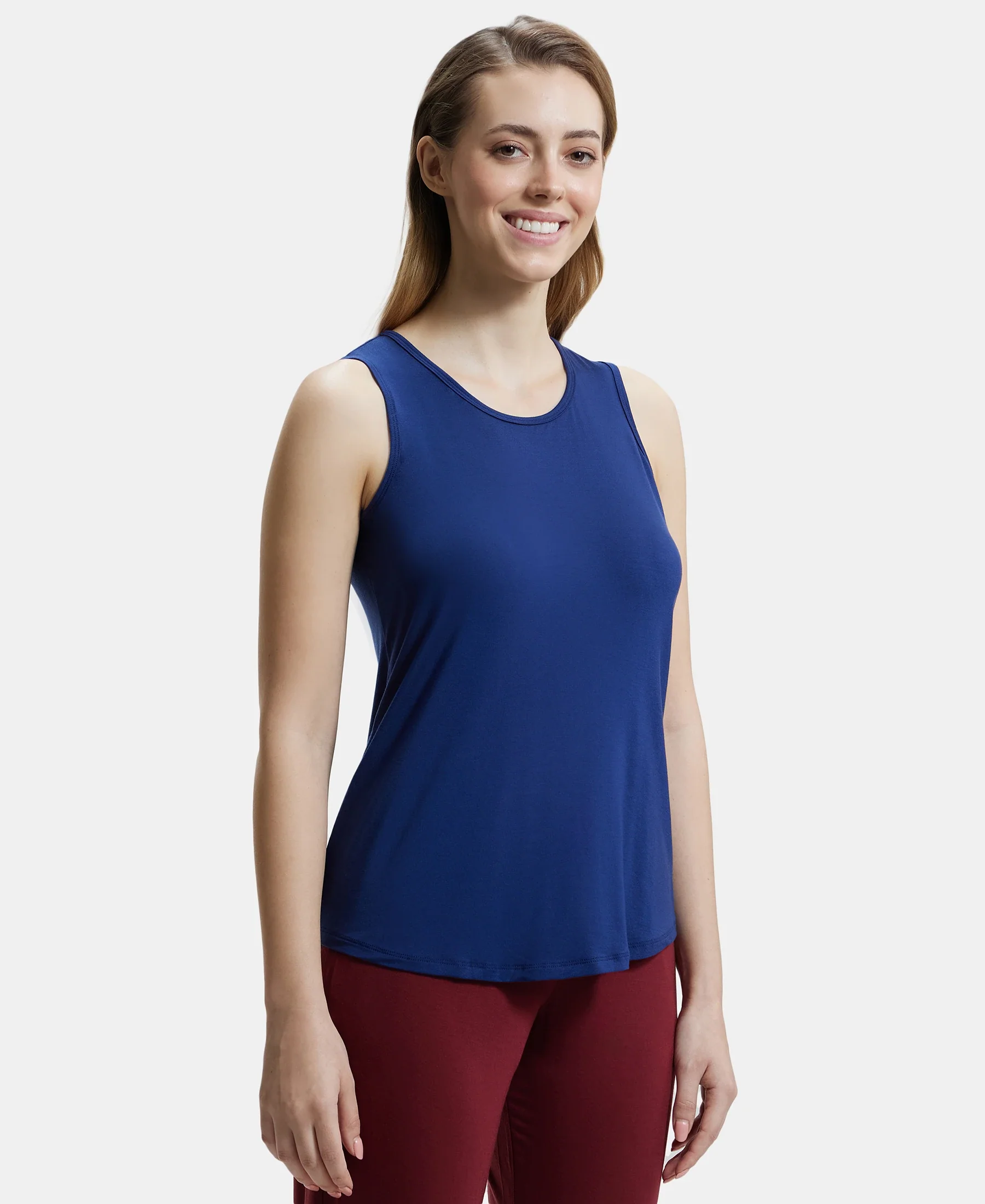 Environment Friendly Lyocell Elastane Stretch Relaxed Fit Tank Top - Medieval Blue - Image 2
