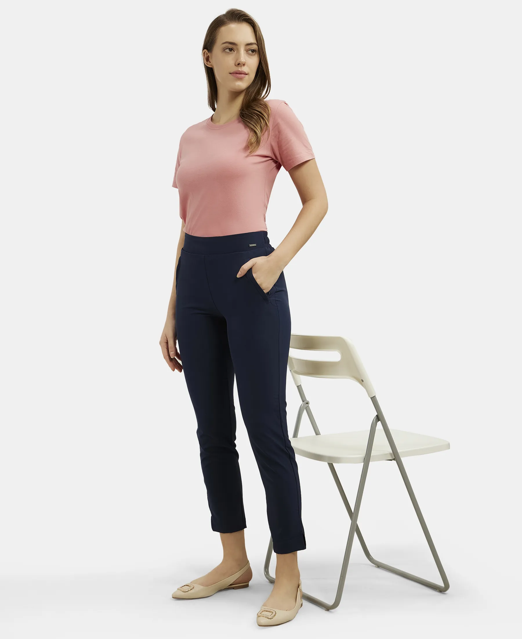 Environment Friendly Recycled Microfiber All Day Pants with StayFresh Treatment - Navy Blazer - Image 6