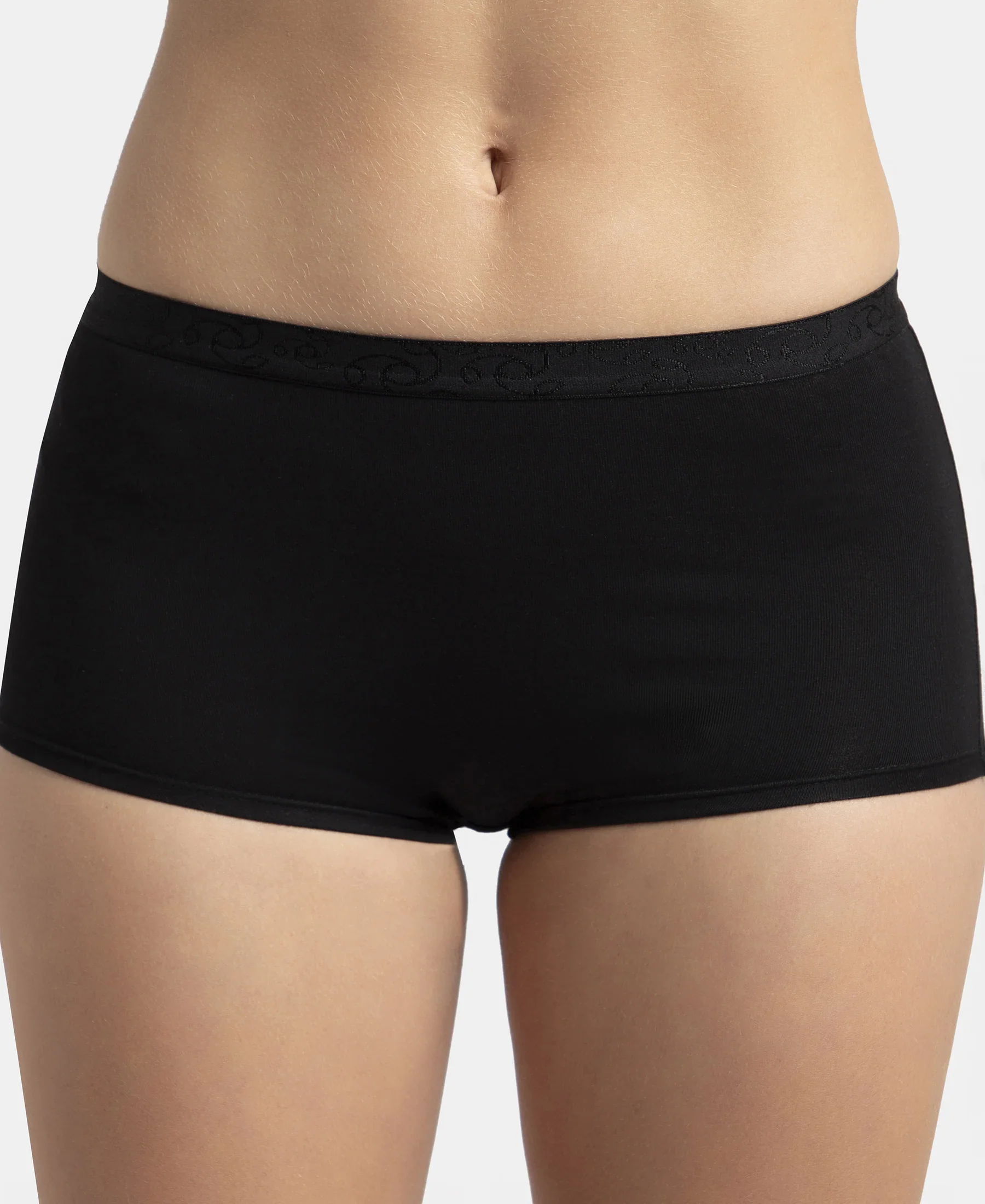 Full Coverage Micro Modal Elastane Stretch Boy Shorts with StayFresh Treatment - Black - Image 6